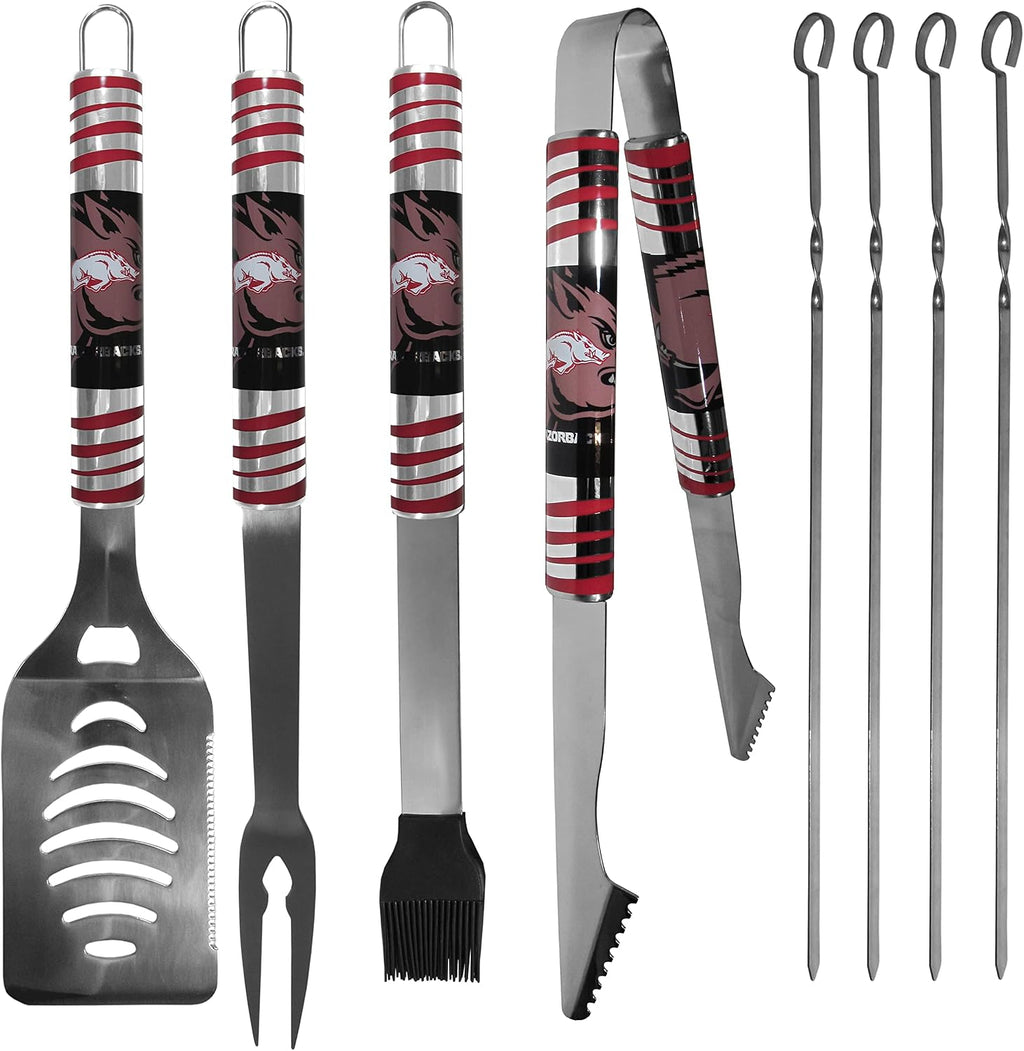 NCAA Siskiyou Sports Fan Shop Arkansas Razorbacks Steel Tailgater BBQ Set w/Case 8 piece Gray