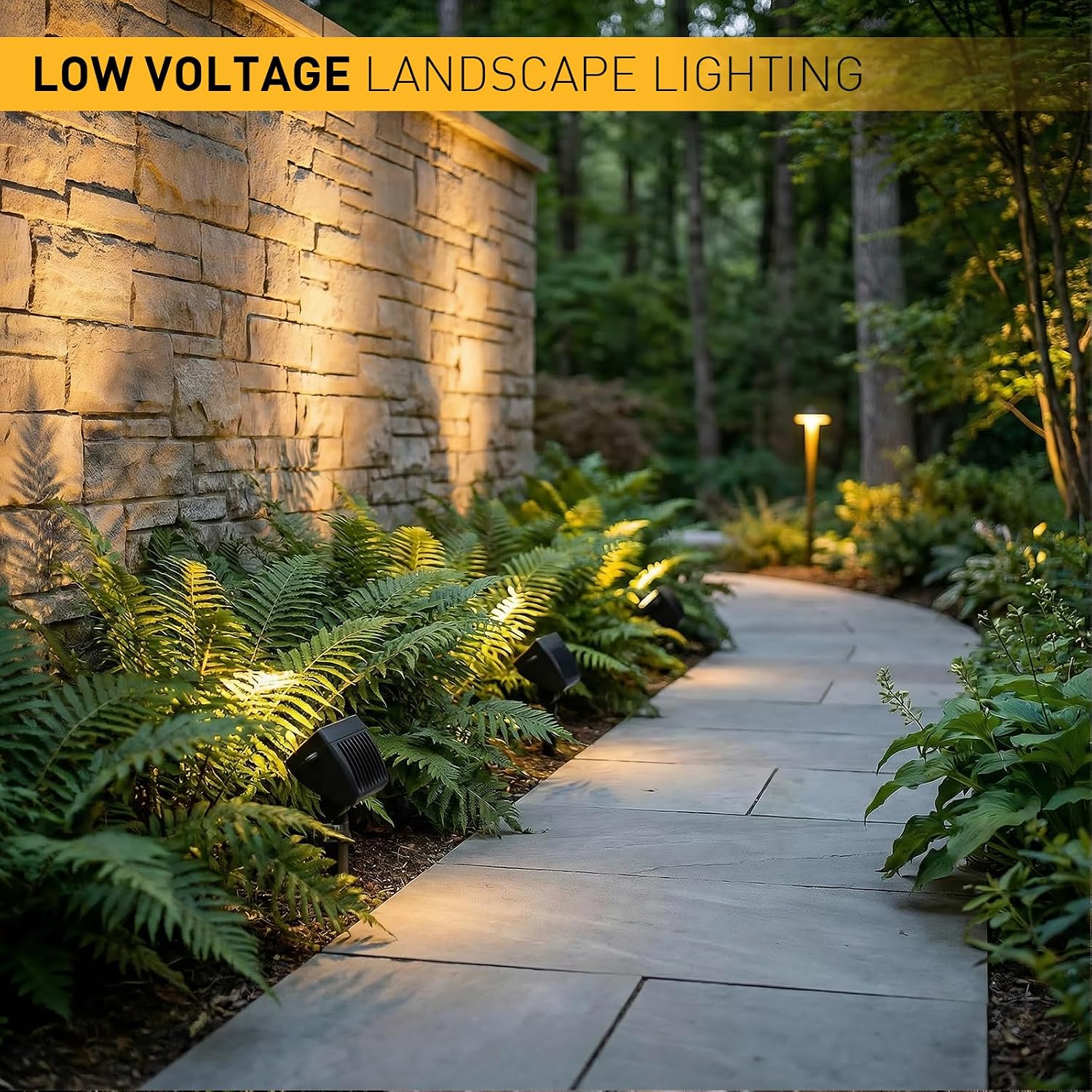 GOLDEN STAR LED Low Voltage Landscape Lighting LED Wall Wash Lights 18 Watt Weatherproof Floodlight Outdoor Landscape Lighting 600 Lumen Garden Lights 8401-4675-G06