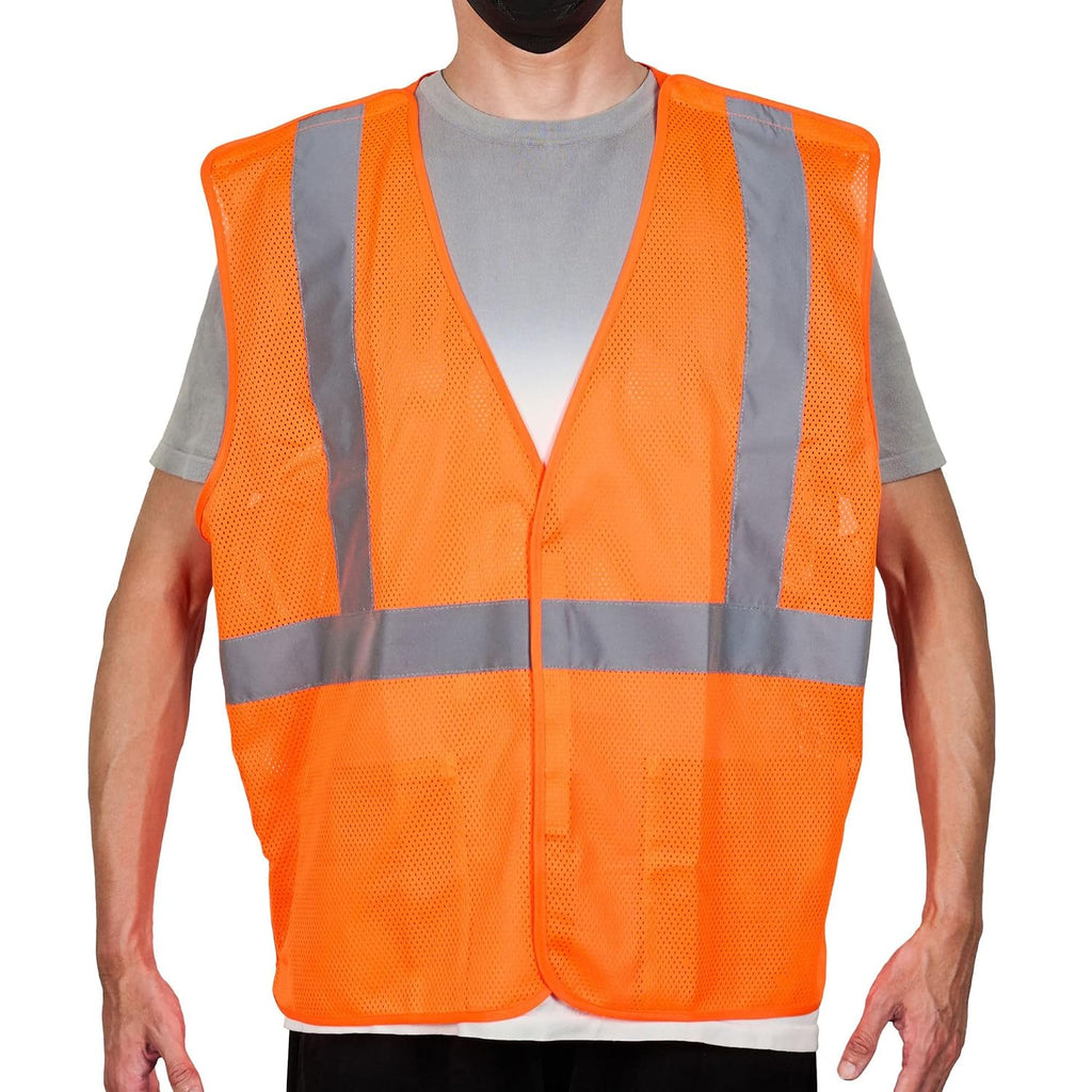 Restaurantware High Visibility Vest - 20 Pack - 27.99 x 27.56 Inch Plastic Breakaway Safety Vest - Tear Away Mesh Reflective Work Vest - Hook and Loop Closure - Orange