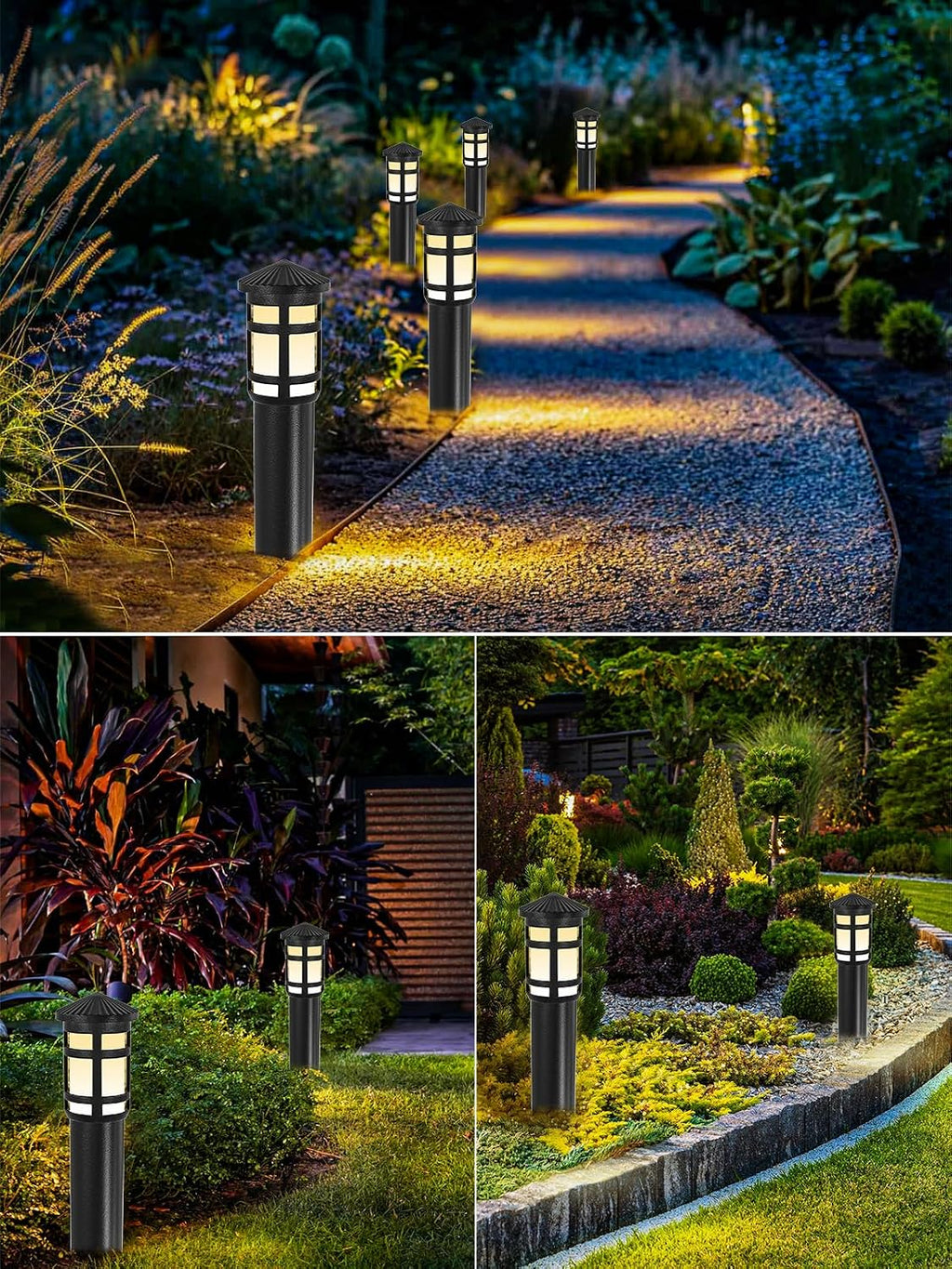 ZUCKEO Low Voltage Landscape Pathway Lights 5W Outdoor Landscape Lighting, 12-24V 3000K Aluminum Wired LED Bollard Path Lights Waterproof for Walkway Yard Garden, 12Pack