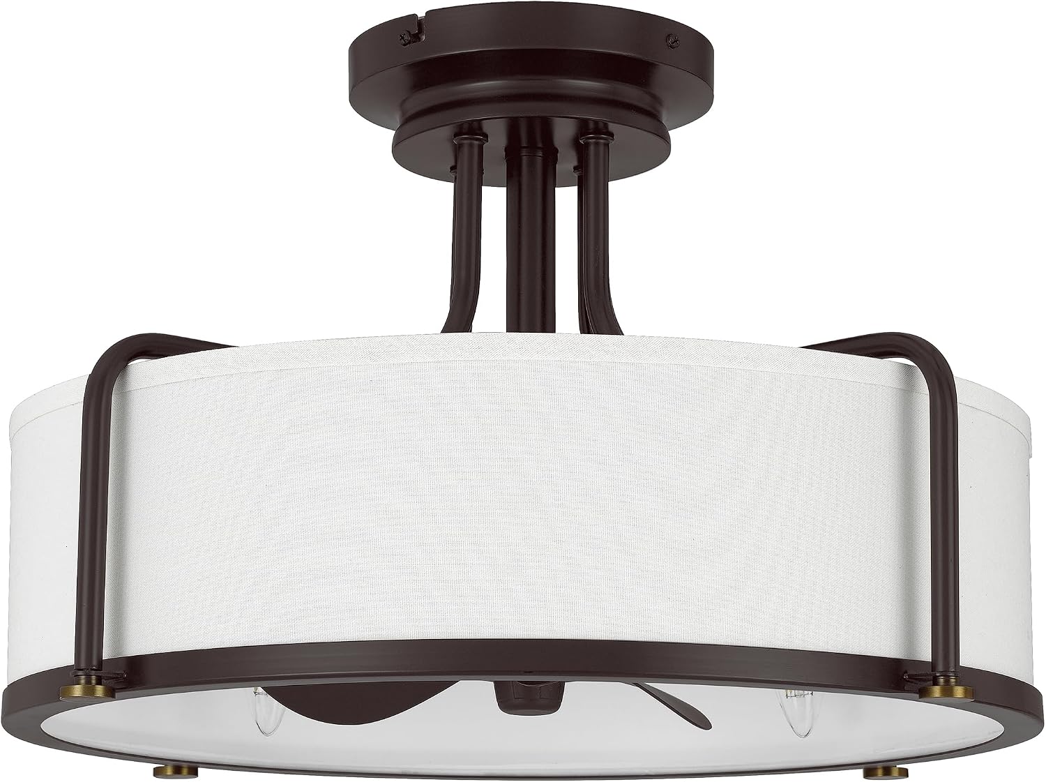 Quoizel Calvary 4-Light Western Bronze Ceiling Fan with Light, 12-Inch Blade Span Fandelier, 3 Brown Blades, LED Flush Mount Ceiling Light Fan with Dimmable 6W Bulbs | 3-Speed Remote