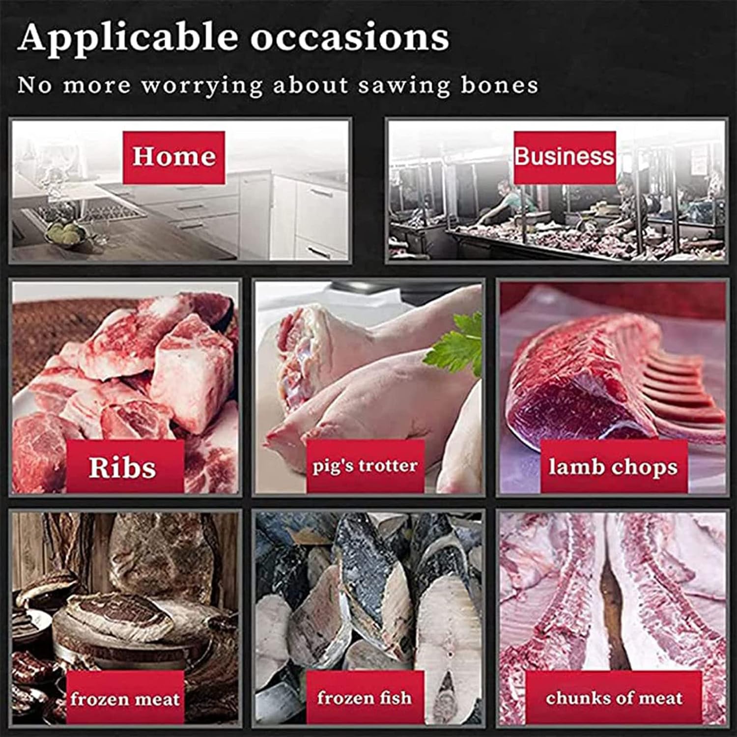 900W/1300W Portable Cordless Reciprocating Saw - Professional Multifunctional Meat & Bone Cutting Machine with 180° Rotating Body for Pork, Fish, and Ribs(Red,1300W)