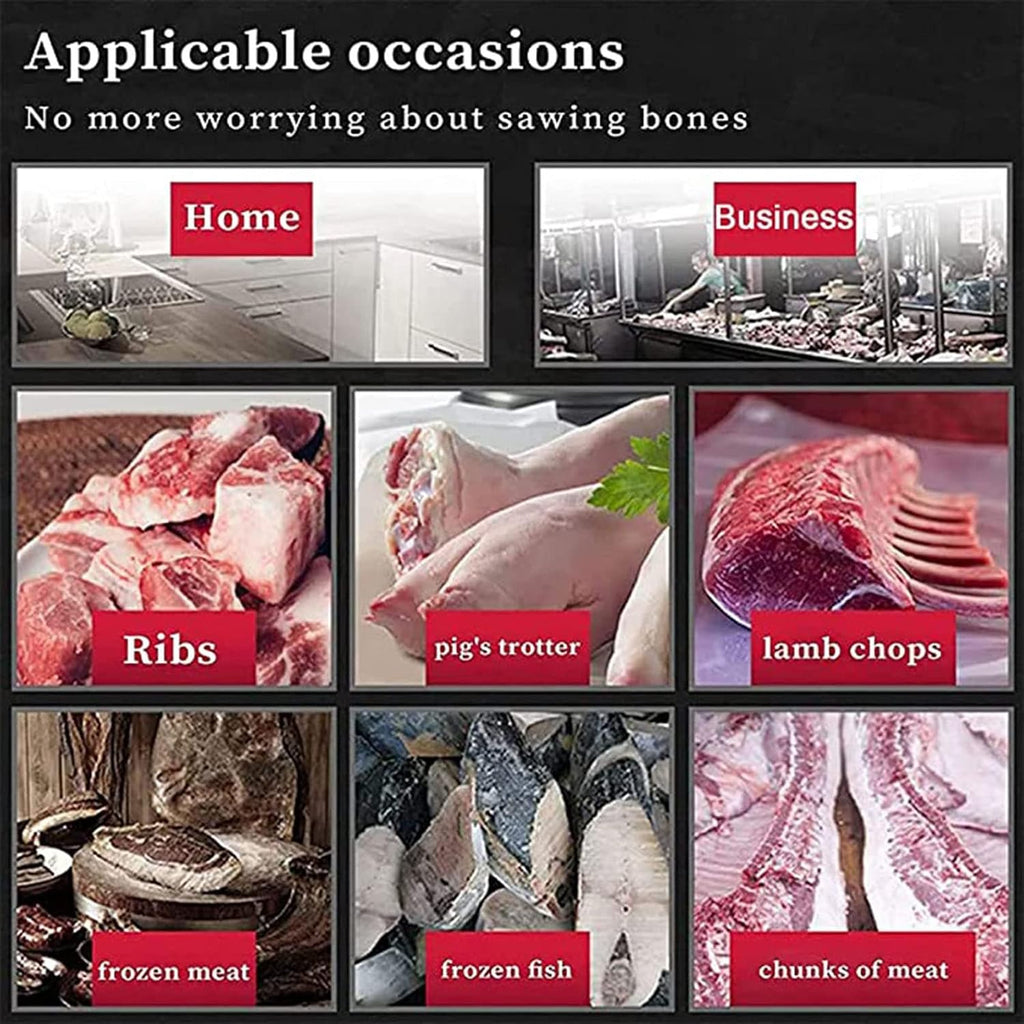 900W/1300W Portable Cordless Reciprocating Saw - Professional Multifunctional Meat & Bone Cutting Machine with 180° Rotating Body for Pork, Fish, and Ribs(Red,900W)