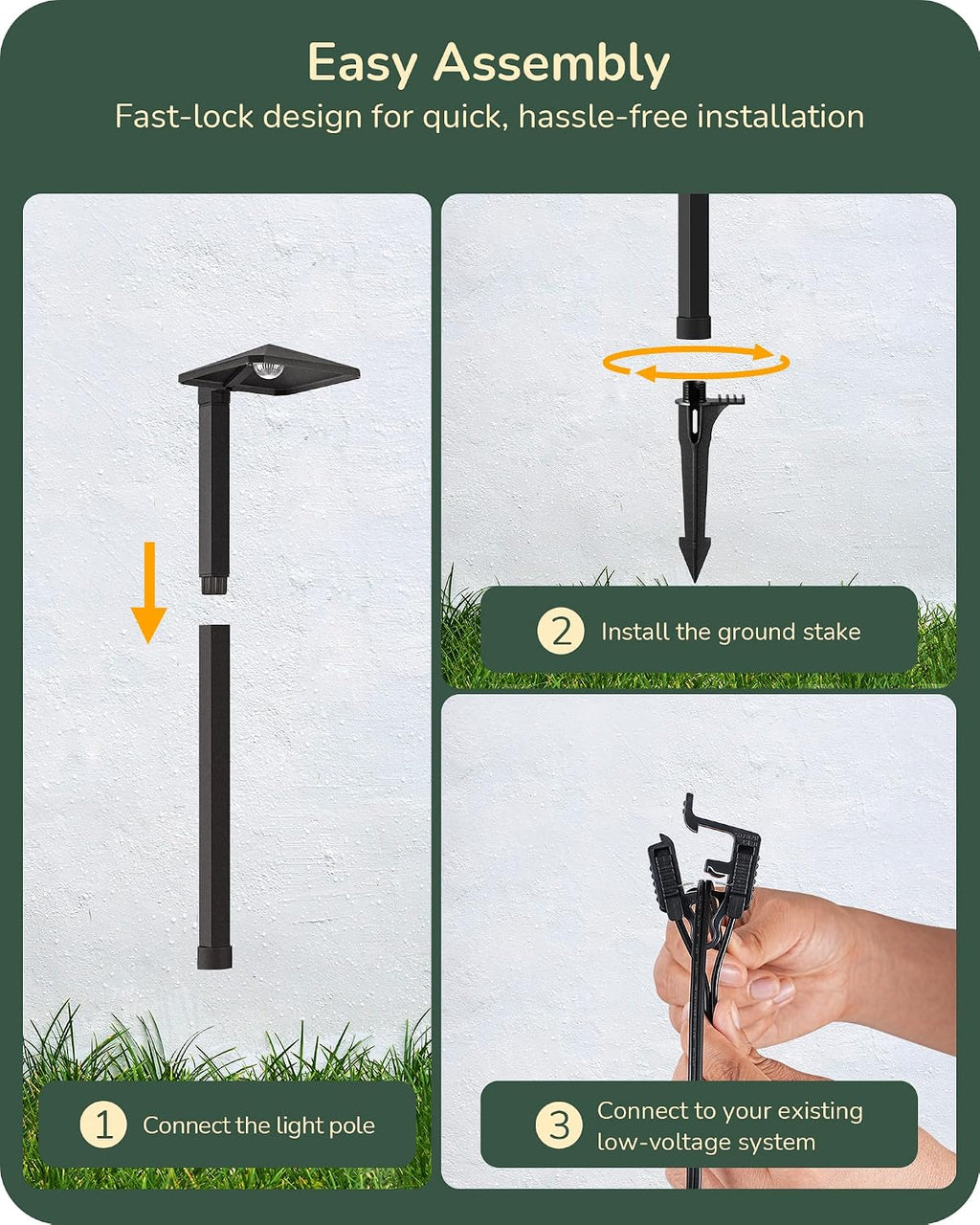 EDISHINE Low Voltage Landscape Lighting, Landscape Path Lights with Pyramid Exterior, Aluminum, 3000K & 50000Hrs, Outdoor Pathway Lights Wired for Garden, Yard, Driveway, 6 Pack