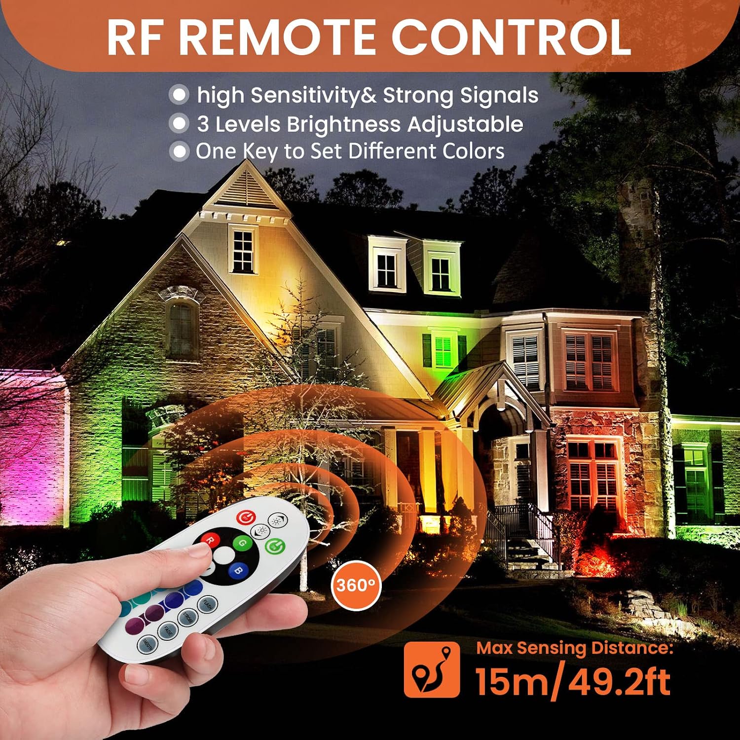 Landscape Lights 10W Christmas Spot Lights Outdoor RGBW Color Changing RGB and Warm White AC 110V-240V LED Landscape Lighting Remote Control Spotlight for Outdoor Yard Garden Lawn (6Pack)