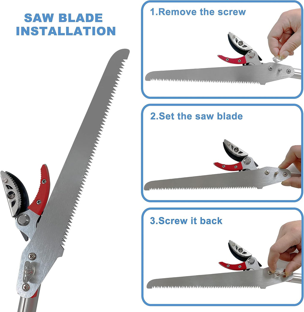 Extendable Tree Pruner & Trimmer 4 Section Telescoping Pole | 4.5-11.5 FT, Cut and Hold Clippers, Branch Cutter, Pole Saw, Lopper & Fruit Picker Tool, Long Handle Pruning Shears