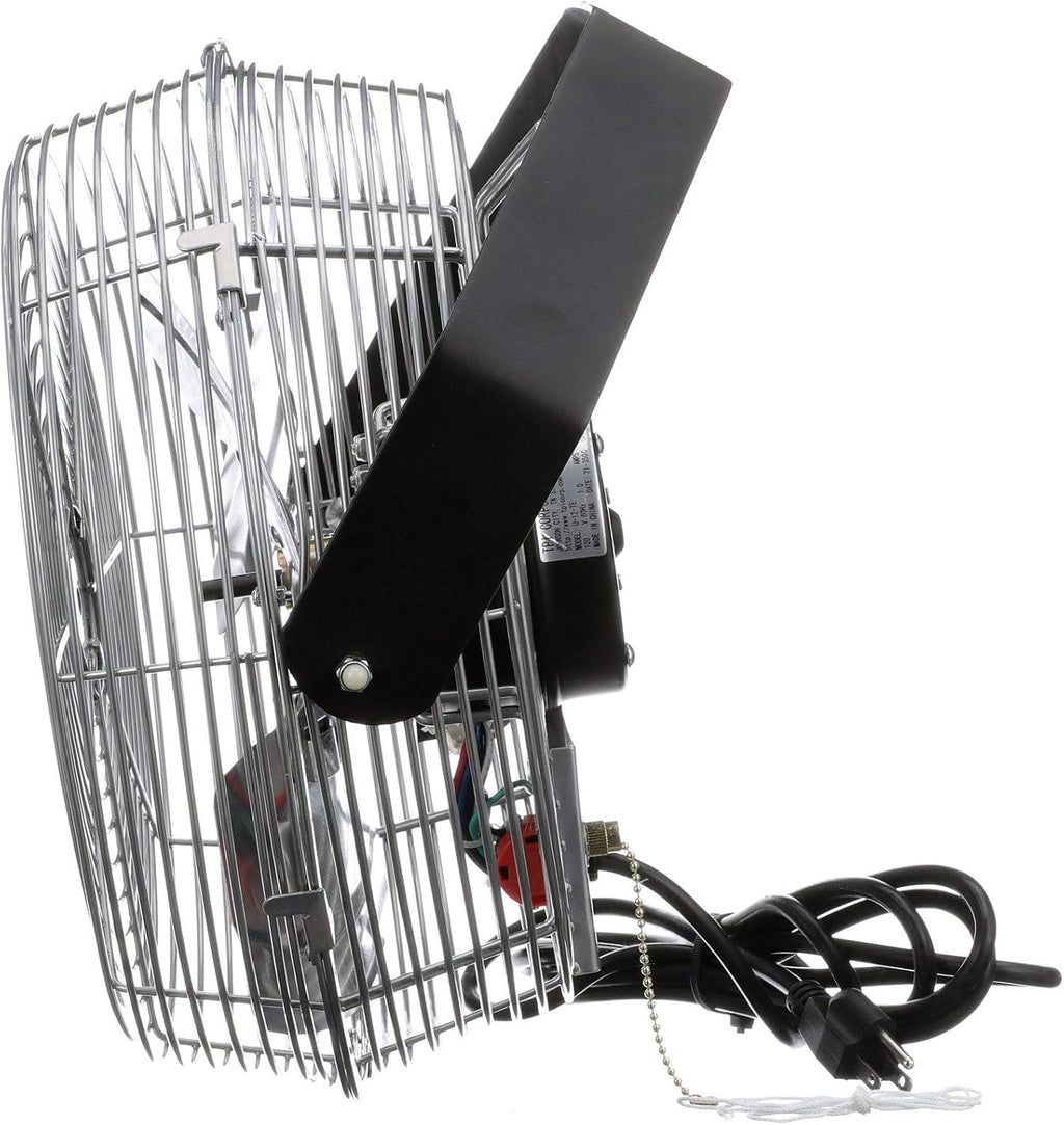 TPI U-12-TE Wall Mount Heavy Duty Ceiling Barn Fan for Garage, Shop, Workstation, Patio, 12' High-Velocity Commercial Indoor/Outdoor Fan, 1/12 Hp