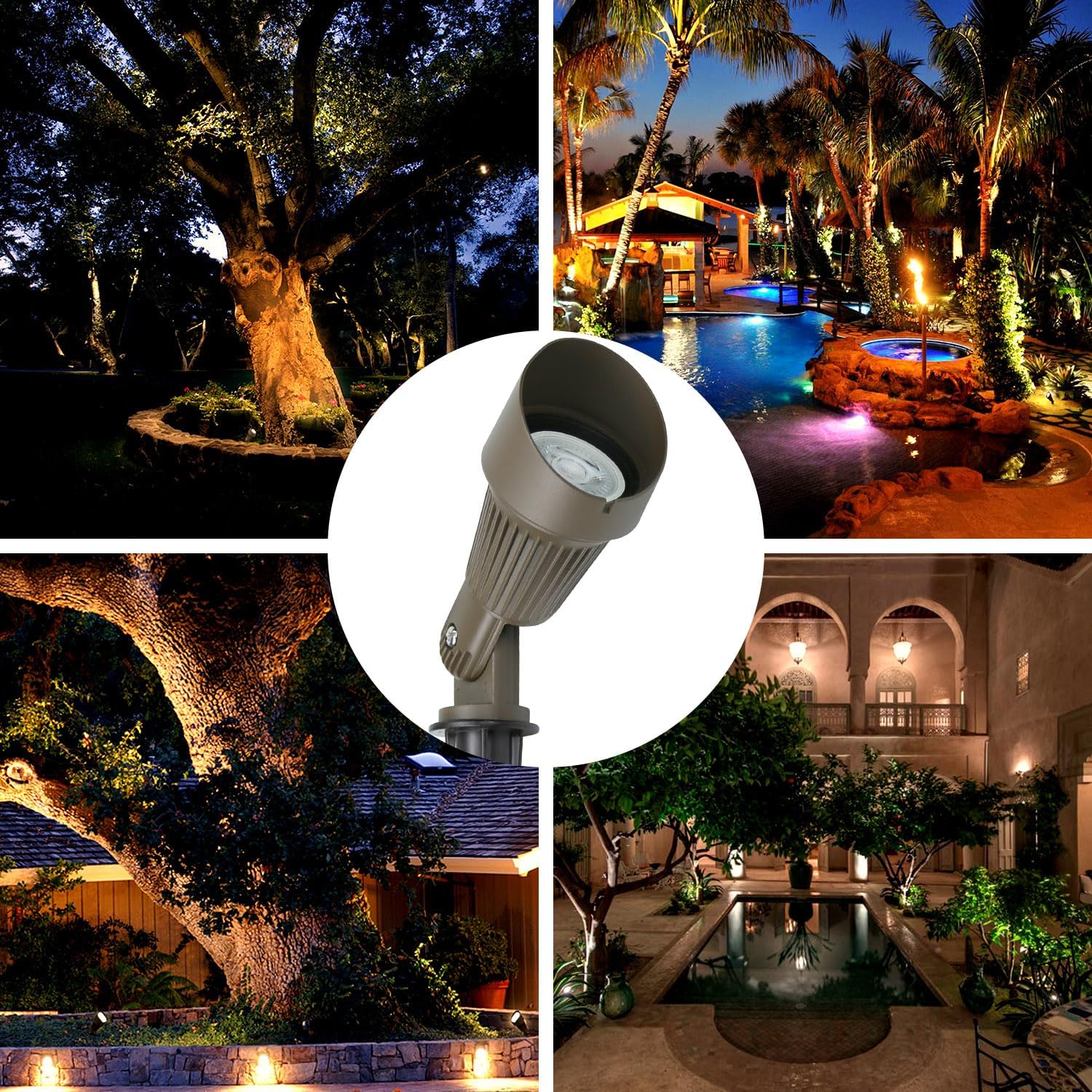 Lumina Lighting® 4W Landscape lighting 12V Landscape Lights Low Voltage Landscape Spotlights Warm White Waterproof Outdoor Replaceable LED Bulb for Garden, Lawn, Porch, Patio and Yard (Bronze, 6-Pack)