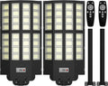 Solar Street Light Outdoor Waterproof, 6500K 1500W Motion Sensor Light Dusk to Dawn, 200000LM Parking Lot Wall Light with Remote Control, Wide Lighting Angle LED Flood Lights for Yard, 2 Pack