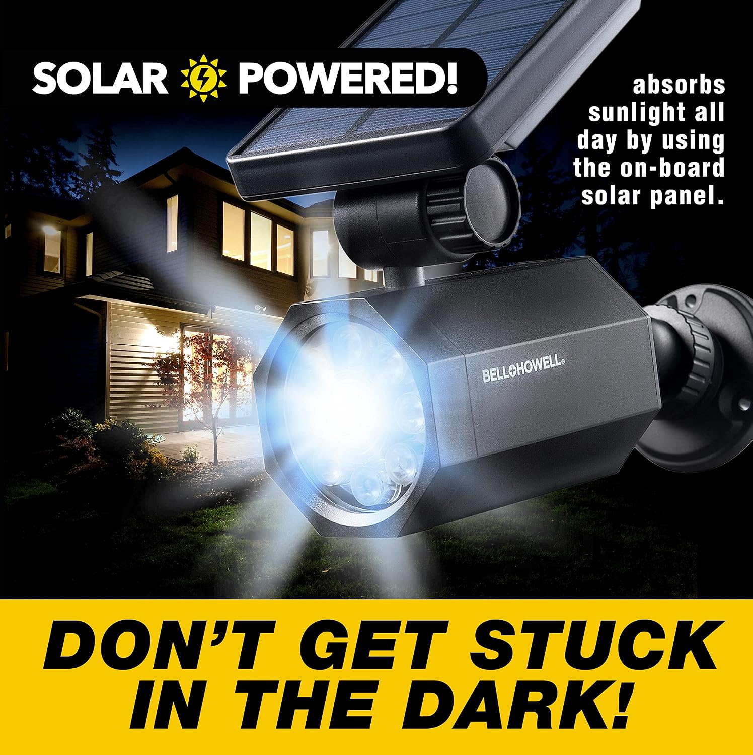 Bell+Howell Bionic Spotlight Motion Solar Spot Lights Outdoor Waterproof, Solar Landscape Lights, Outdoor Solar Yard Lights Weather Resistant, Super Bright LED Lights, for Garden, Lawn As Seen On TV