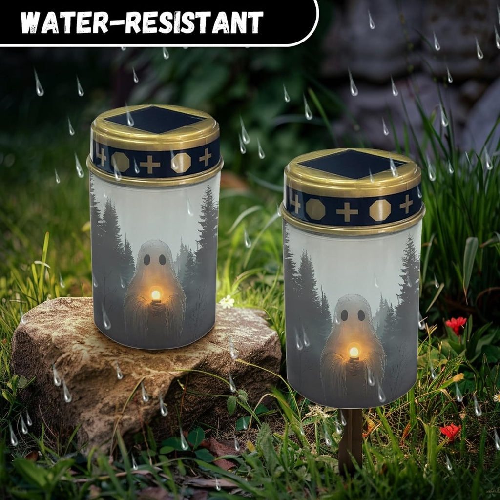 Halloween Solar Garden Lights Outdoor Waterproof Pathway Lights for Yard Patio Walkway Halloween Decoration Solar Stake Lights Outdoor Landscape Lighting-Warm White