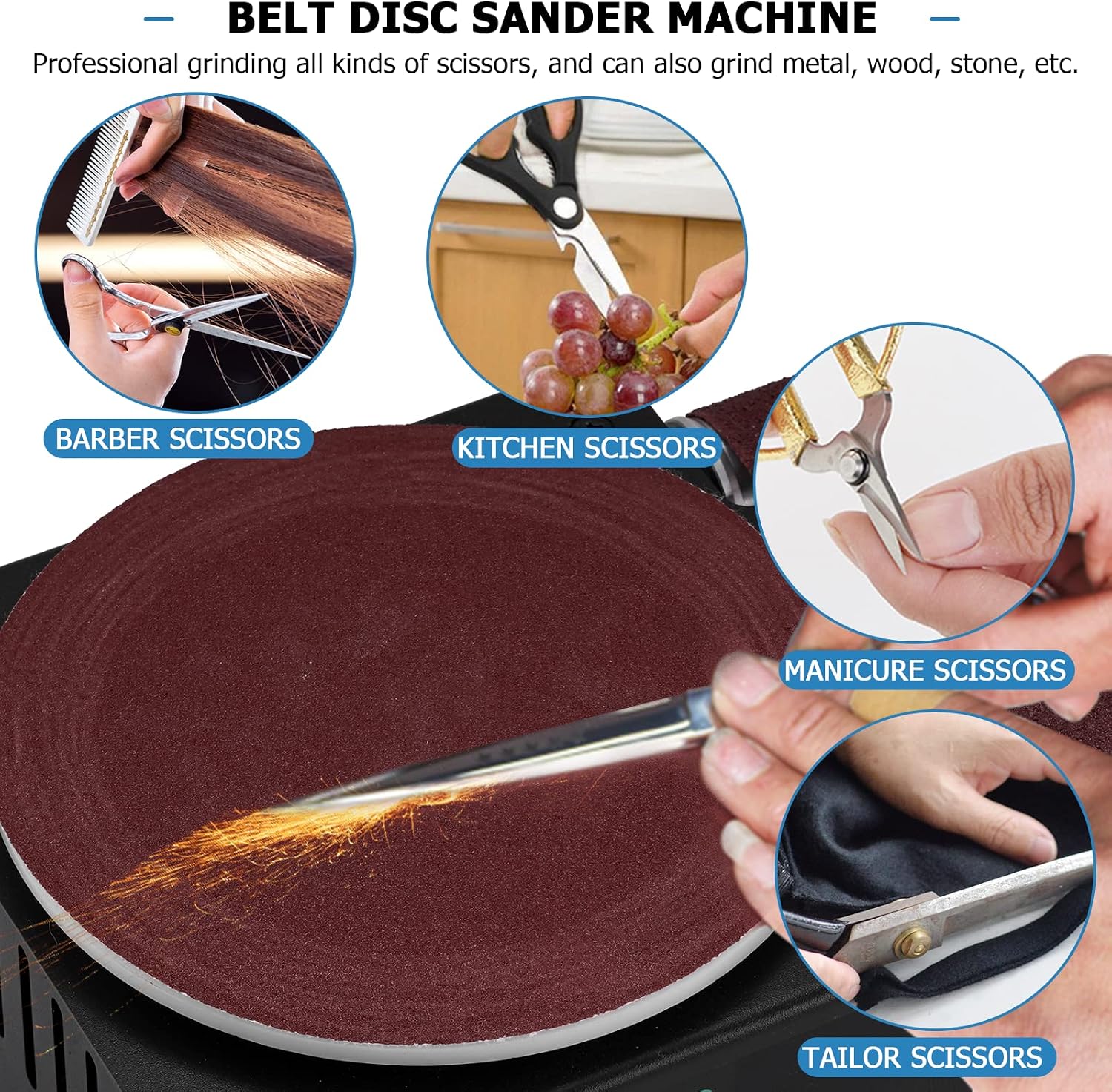 MXBAOHENG Mini Disc Sander 6-Inch, Multifunctional Belt Sander 1.2-Inch by 15-Inch, for Wood Crafts Metal Stone Grinding, Small Spindle Sander Machine for Curve Grinding (Model B)