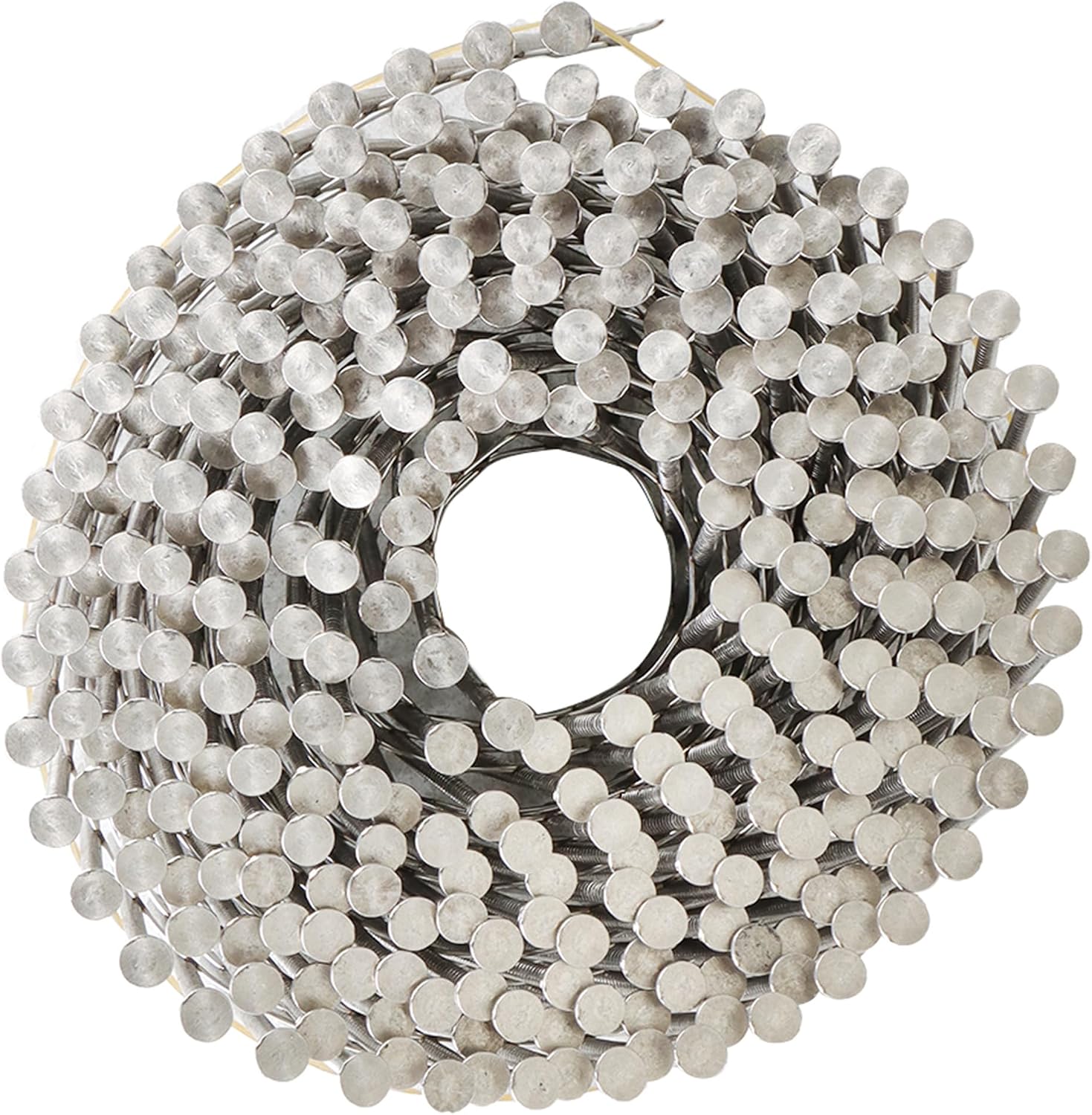 3600Pcs Siding Nail Coil Wire 15 Degree Coil Wire 2-1/2 inch x 0.09 inch Ring Shank 304 Stainless Steel Wall Nails Small Cap Coil Nails Cap Rim Cocking 5.3-5.6 mm