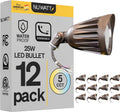 NUWATT 25W LED Bullet Spot Light for Outdoor Landscapes, 3500 LM Bright Illumination for Yard, 3000K/4000K/5000K Selectable, 1/2' Knuckle Mount, 120-277V Waterproof Flag Pole Light (12-Pack)