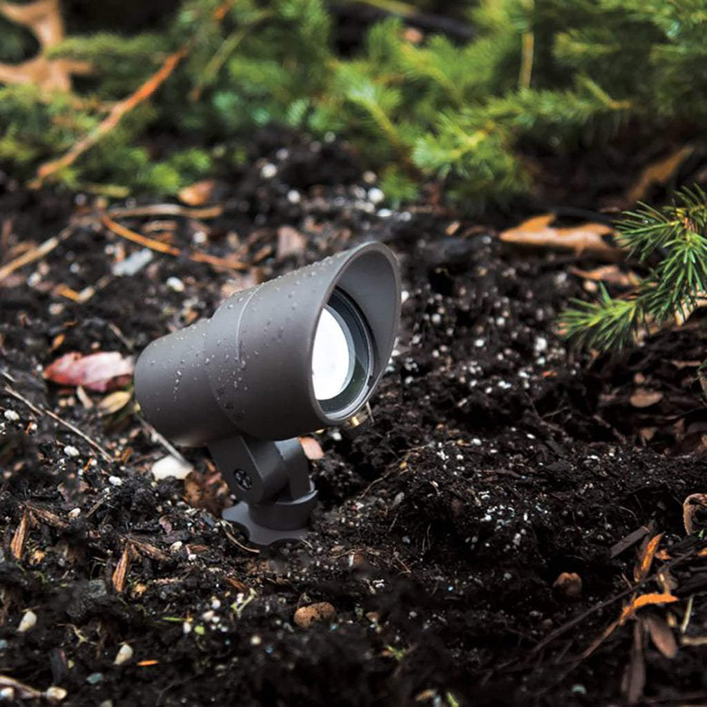 WAC Landscape Lighting, LED 12V Small Size Accent Light with Adjustable Beam Angle and Integral Brightness Control 50-420 Lumens 3000K Warm White Built-in LED in Bronze