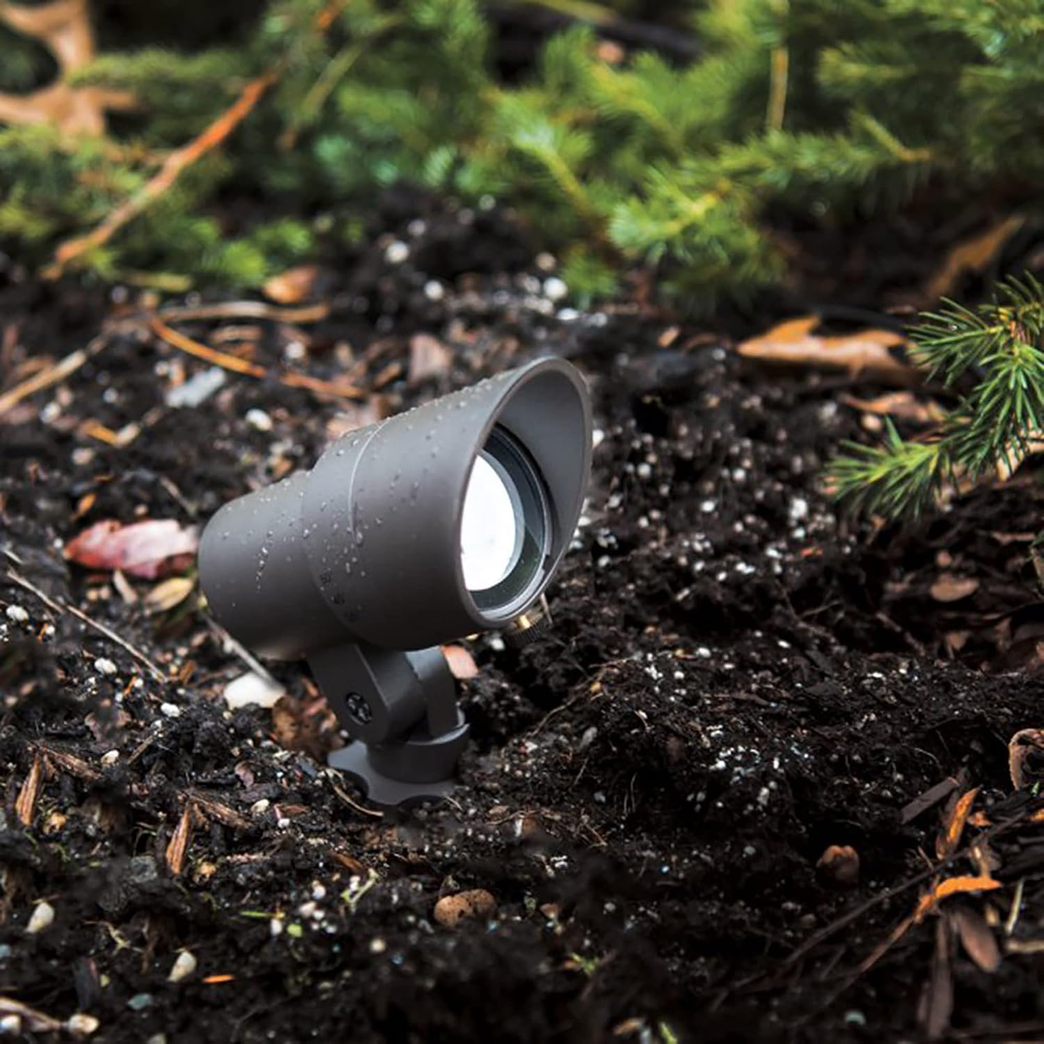 WAC Landscape Lighting, LED 12V Small Size Accent Light with Adjustable Beam Angle and Integral Brightness Control 50-420 Lumens 3000K Warm White Built-in LED in Bronze