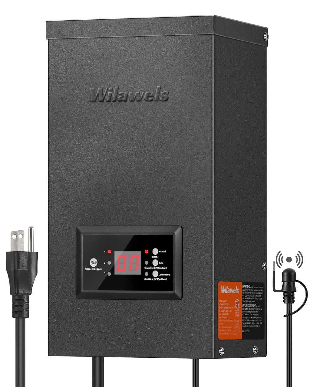 600W Low Voltage Landscape Transformer, 3 Zone Independent Control Landscape Lighting Transformer, 120VAC to 12/14V AC Low Voltage Transformer with Timer & Photocell Sensor ETL Listed C32LT06