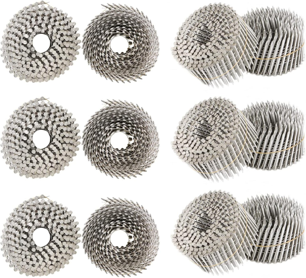 3600 Count Siding Nails Full Round Head Wire Collated 15-Degree 2-1/2 Inch x .090 Inch 304 Stainless Steel Ring Shank Coil Siding Nail