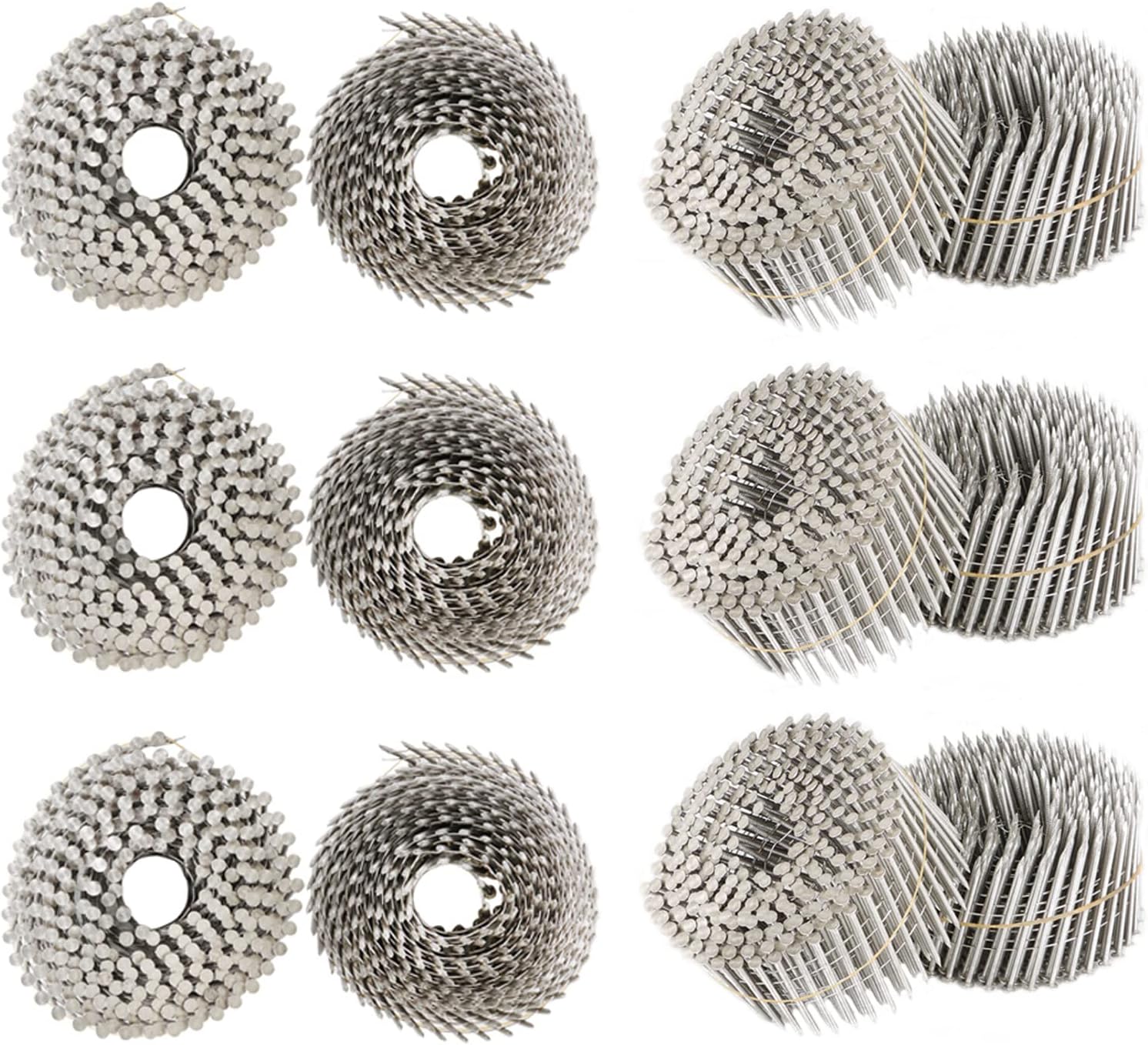 3600 Count Siding Nails Full Round Head Wire Collated 15-Degree 2-1/2 Inch x .090 Inch 304 Stainless Steel Ring Shank Coil Siding Nail