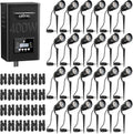 HIBOITEC 24 Packs Low Voltage Landscape Lights Kit with 400W Transformer, Dusk to Dawn & Timer, 12W 2900K Waterproof LED Outdoor Spotlights for Yard Garden Tree House Uplighting, Wire Sold Separately