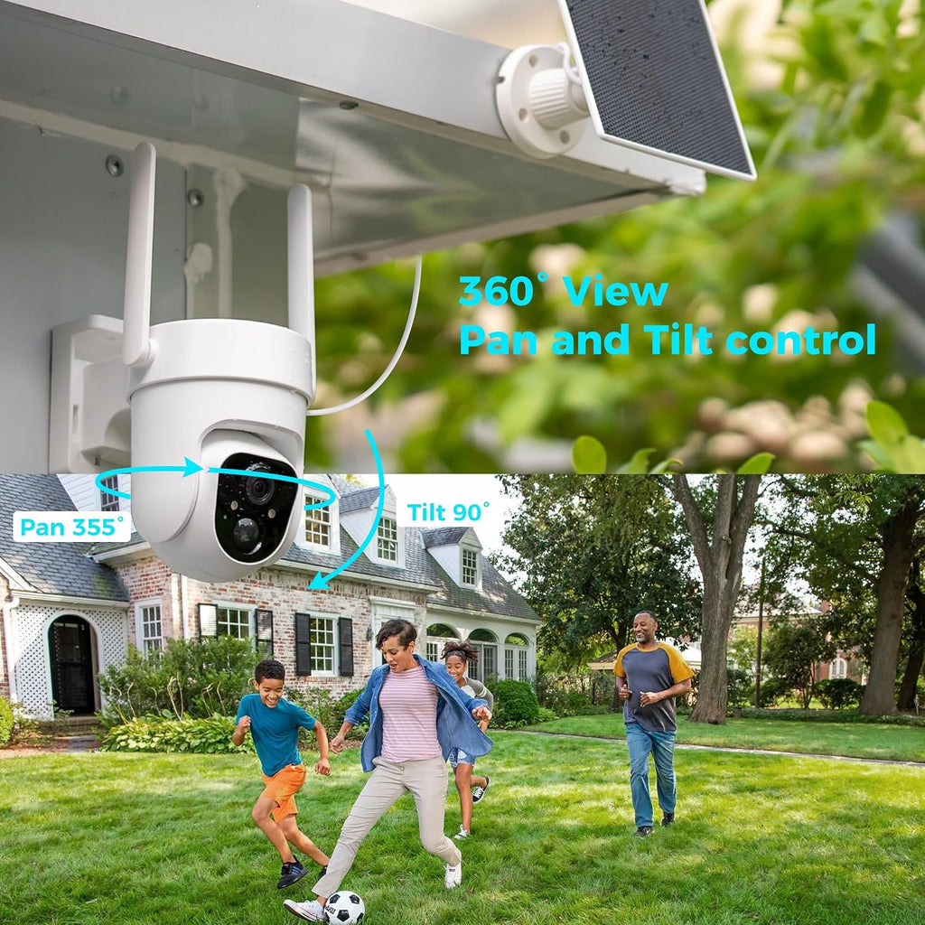 Sovmiku 3CQ4 192GB 2K AI Solar Security Camera Wireless Outdoor,Battery Powered Cam, Color Night Vision,Two Way Audio, Motion Detection, Easy to Setup,Audible Flashlight Siren 180 Days Exchange Policy