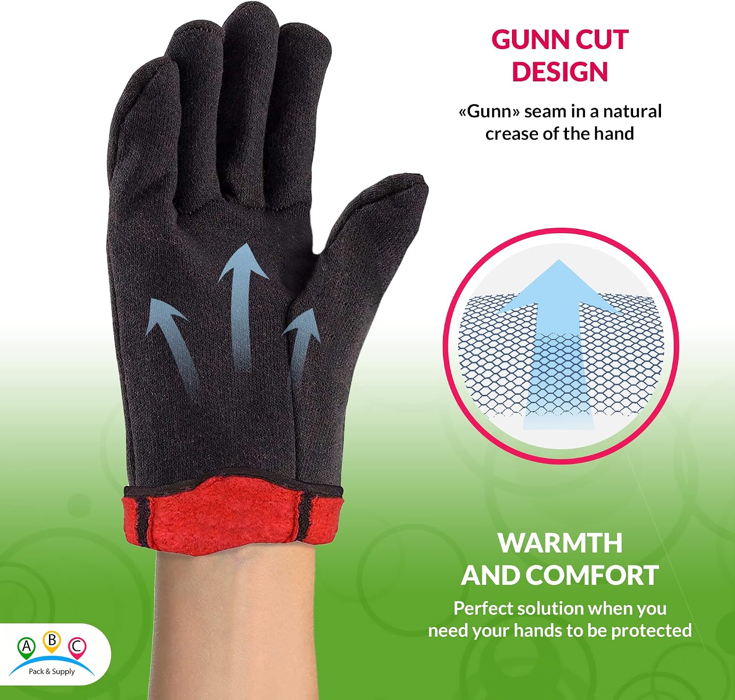 Fleece Lined Jersey Gloves, Brown Cotton Polyester Work Gloves, Open Cuff Reusable Glove