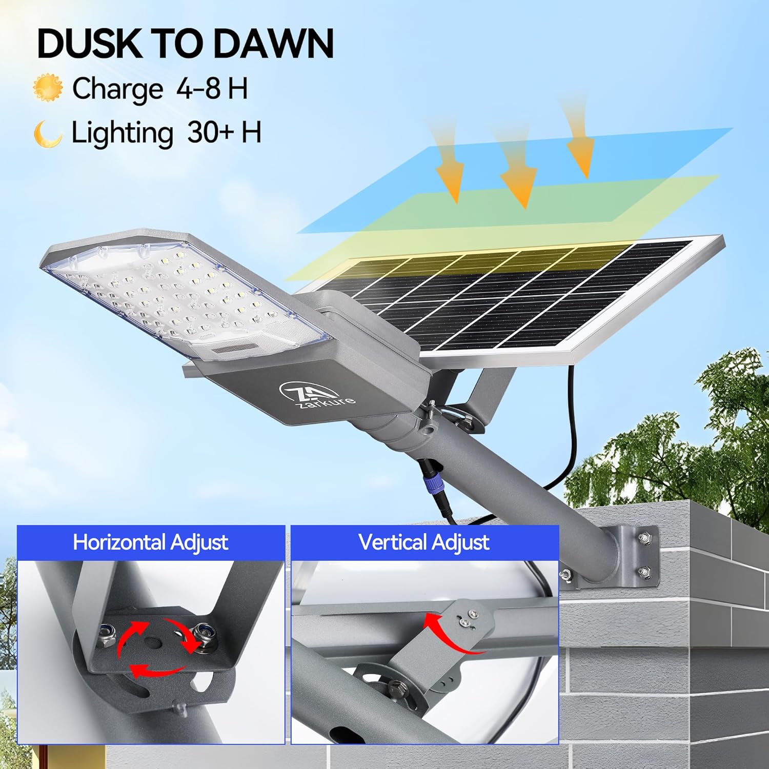 9500W Solar Street Lights Outdoor, 2PCS 40000mAh IP67 Waterproof Solar Security Flood Lights 7000K 450000LM Bright LED Beads Commercial Parking Light with Remote Control for Street, Court, Barn-Gray