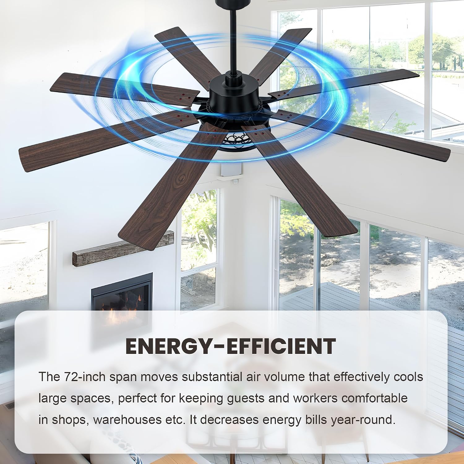 Dawn Whisper 72 Inch Farmhouse Ceiling Fans with Lights Quiet Reversible DC Motor Caged Rustic Ceiling Fans with Remote Industrial Chandelier Fan for Living room Bedroom(Black)