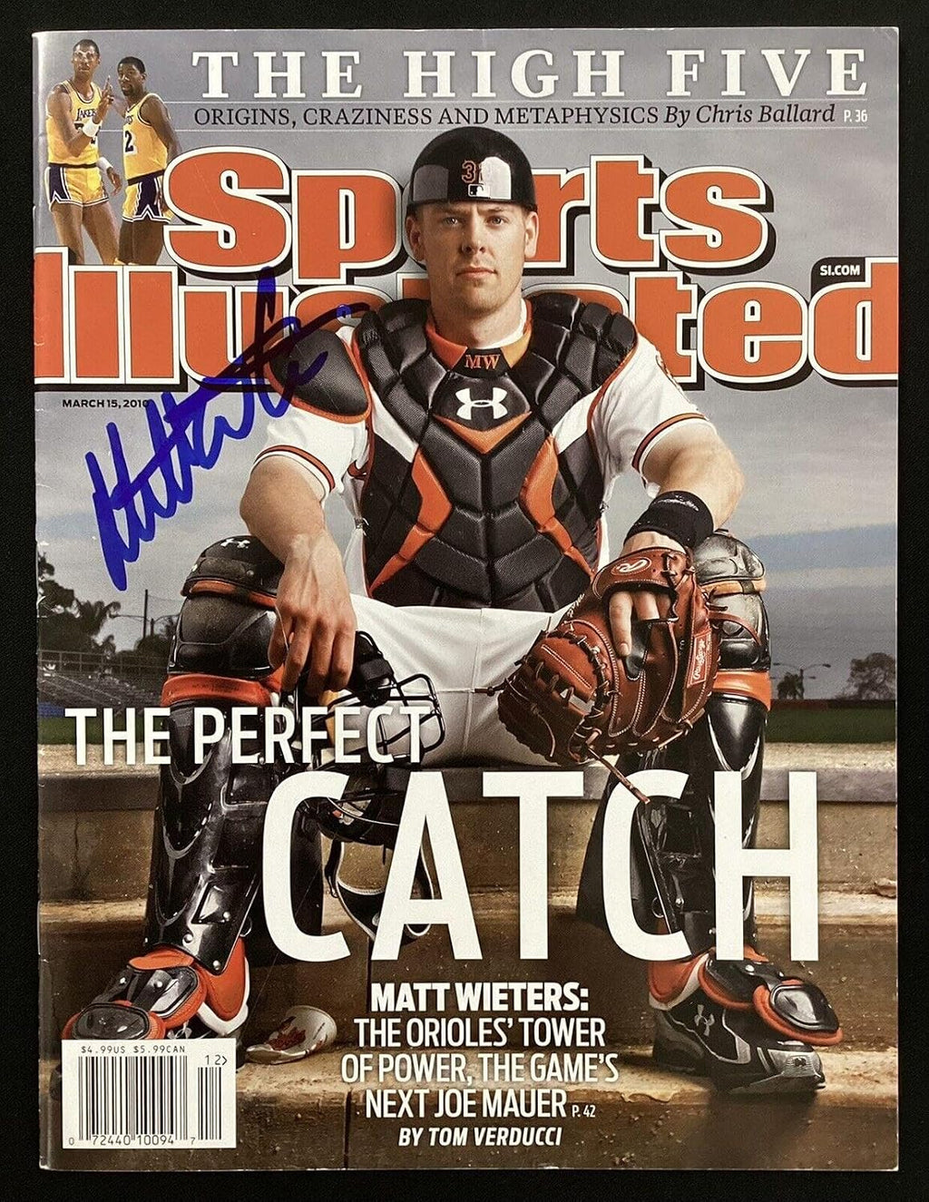Matt Wieters Signed Sports Illustrated 3/15/10 No Label Orioles Autograph JSA - Autographed MLB Magazines