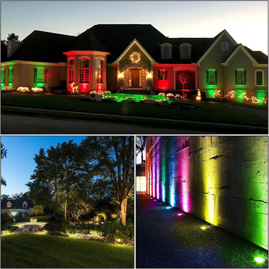 Warm White RGBW Color Low Voltage Landscape Lights 10W Color LED Landscape Lighting IP67 Waterproof Outdoor Well Landscape Spotlights 12V-24V for Pathway Garden Deck Driveway (12Pack)