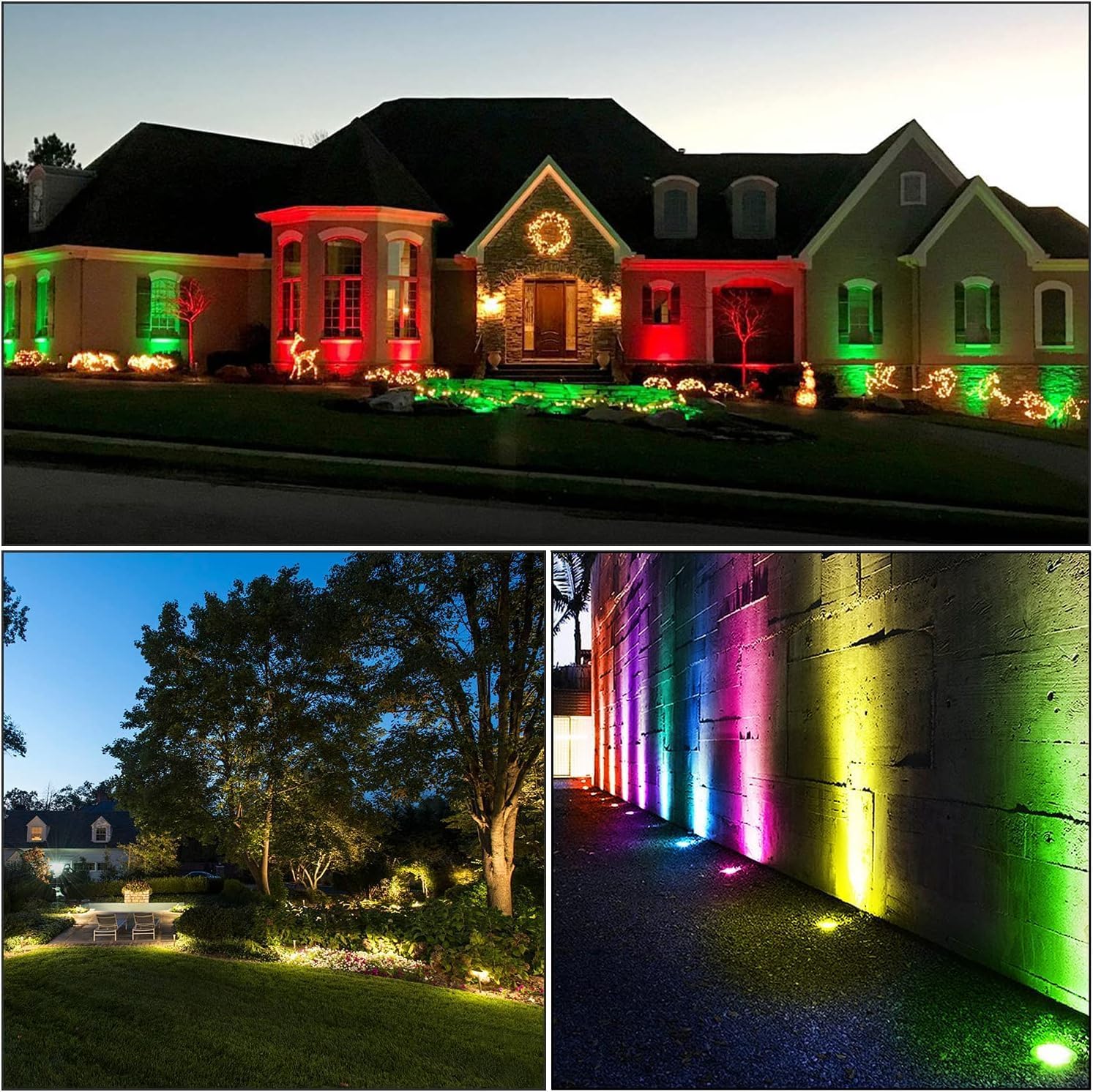Warm White RGBW Color Low Voltage Landscape Lights 10W Color LED Landscape Lighting IP67 Waterproof Outdoor Well Landscape Spotlights 12V-24V for Pathway Garden Deck Driveway (12Pack)