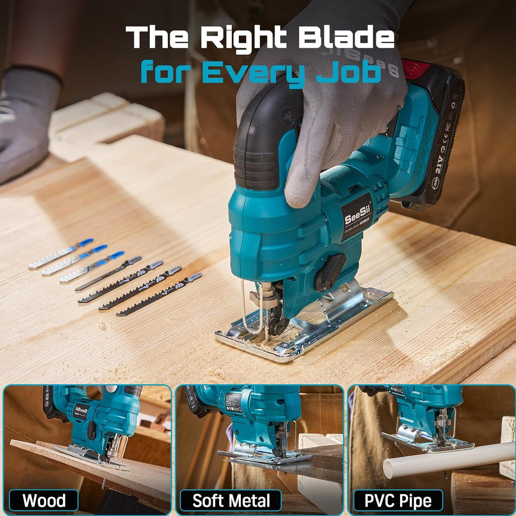 SEESII Bundle Deal Reciprocating Saw Cordless + Cordless Jig Saw for Wood