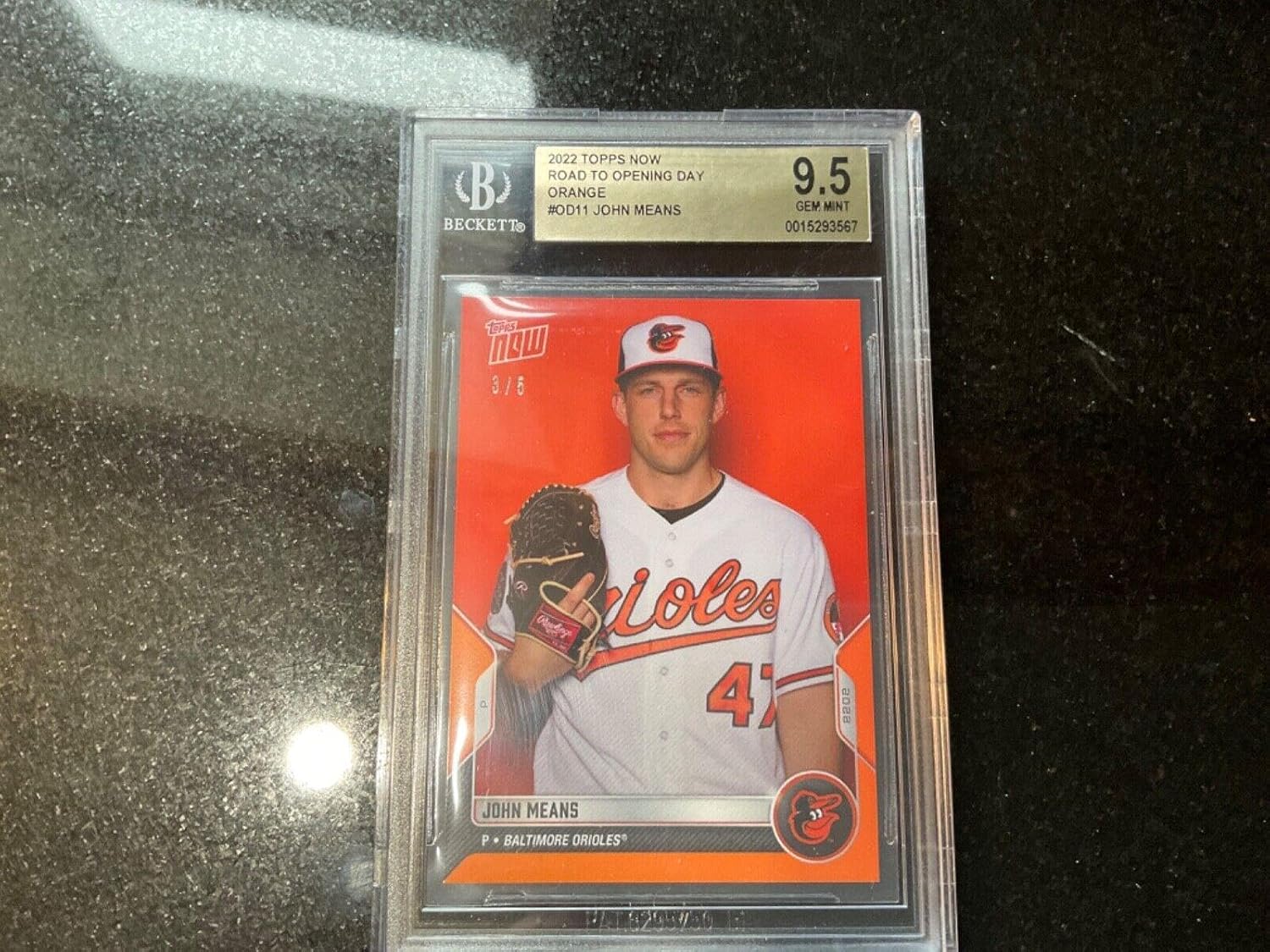 2022 Topps NOW JOHN MEANS ORANGE Parallel /5 SP Baltimore ORIOLES BGS 9.5 - Baseball Slabbed Rookie Cards
