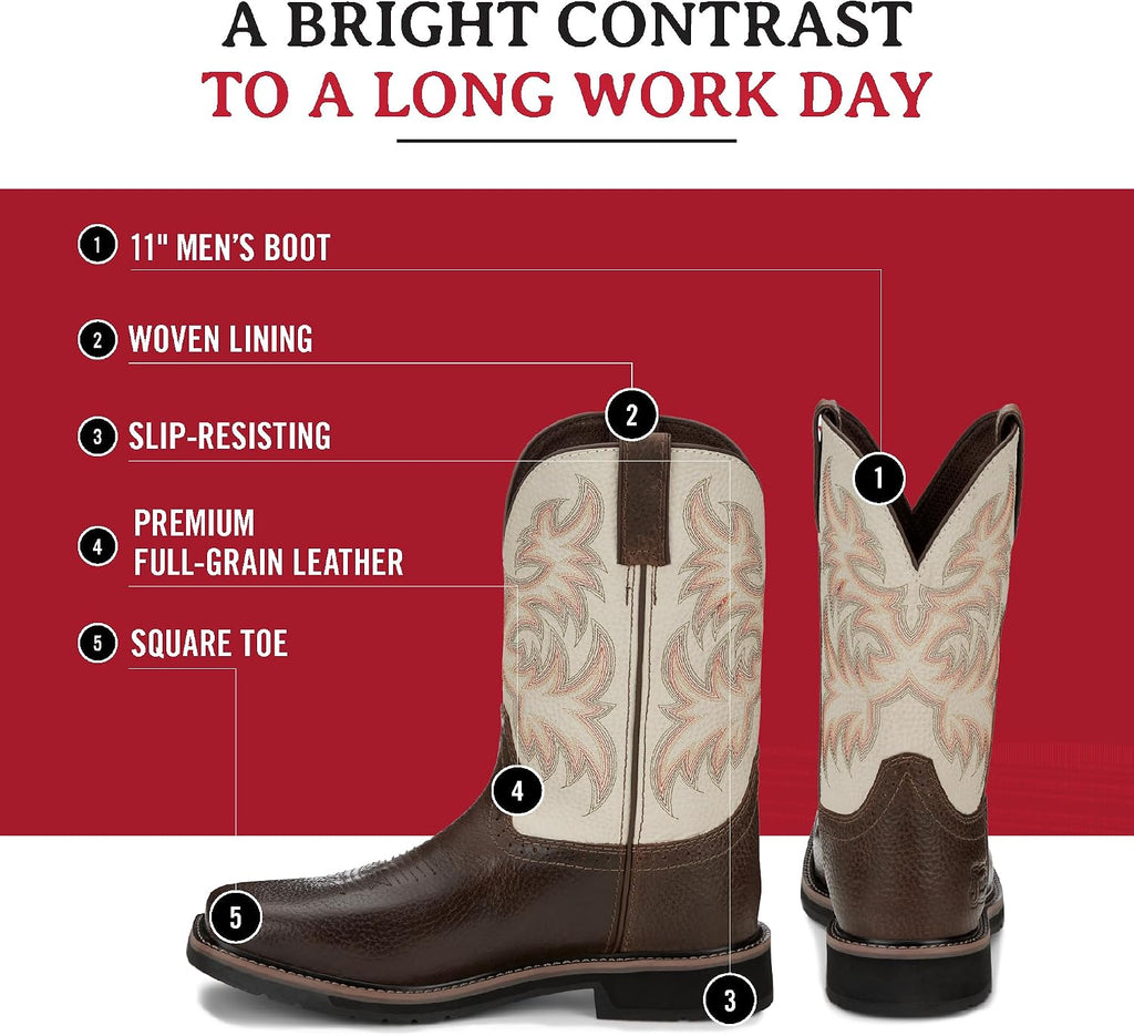 Justin Switch 11'' Composite Toe Work Boots - Men's Safety Footwear, Slip-Resistant, ASTM Rated