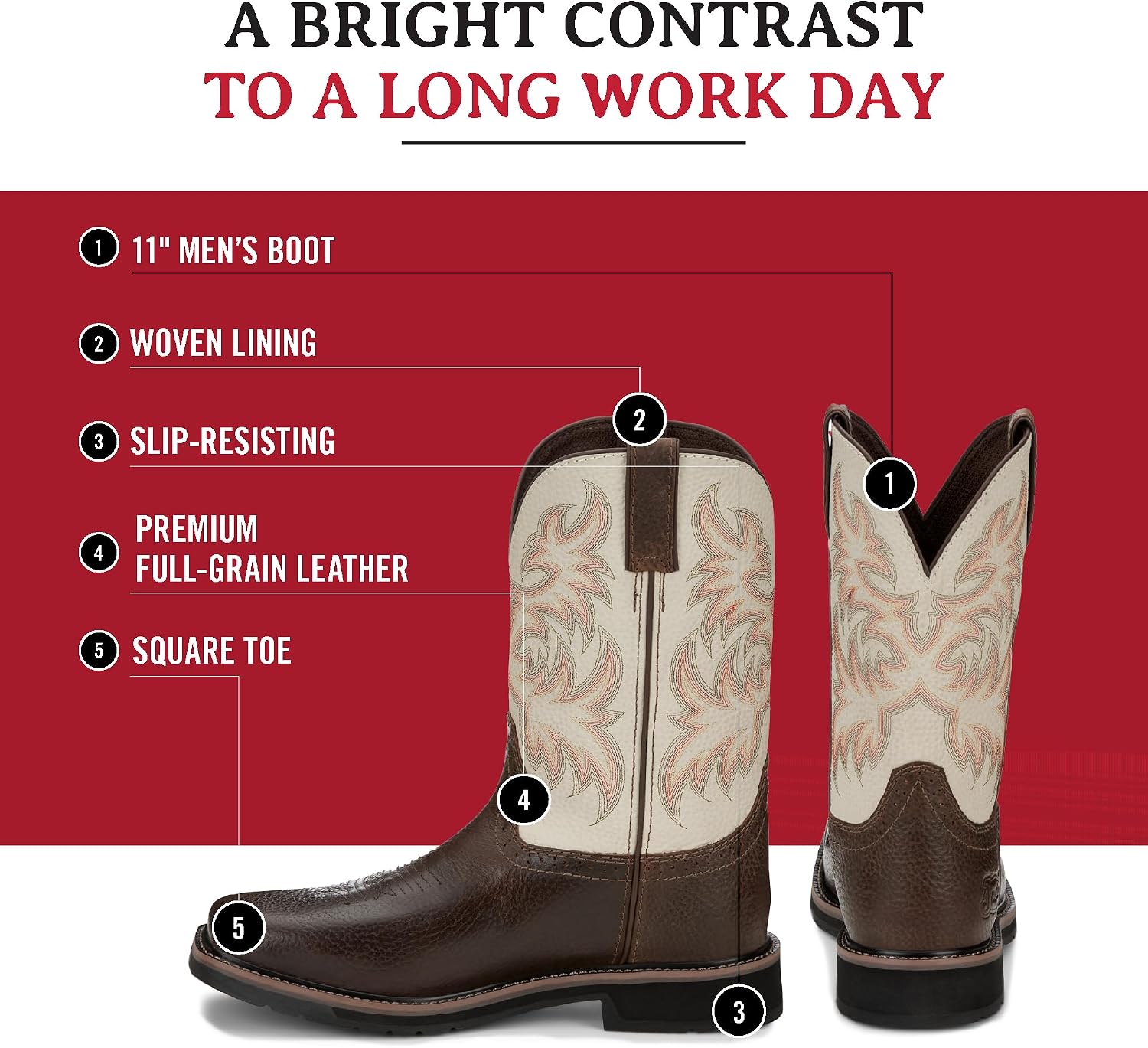 Justin Switch 11'' Composite Toe Work Boots - Men's Safety Footwear, Slip-Resistant, ASTM Rated