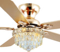 GJeg Crystal Ceiling Fan Fandelier with Lights-Ceiling Fans with Remote Control,Modern Ceiling Fan with Noiseless DC Reversible Motor,Dining Room,Living Room(52' Gold)