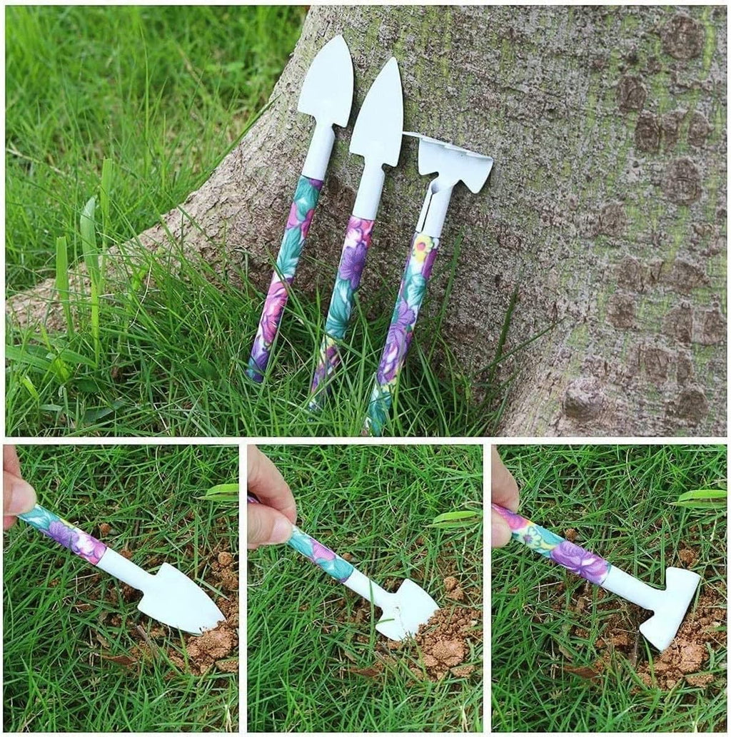 Garden Tools Set, 10 Pieces Gardening Tools with Purple Floral Print,Garden Hand Tools with Carrying Case Gardening Gifts for Women Gardening Gifts for Women Men