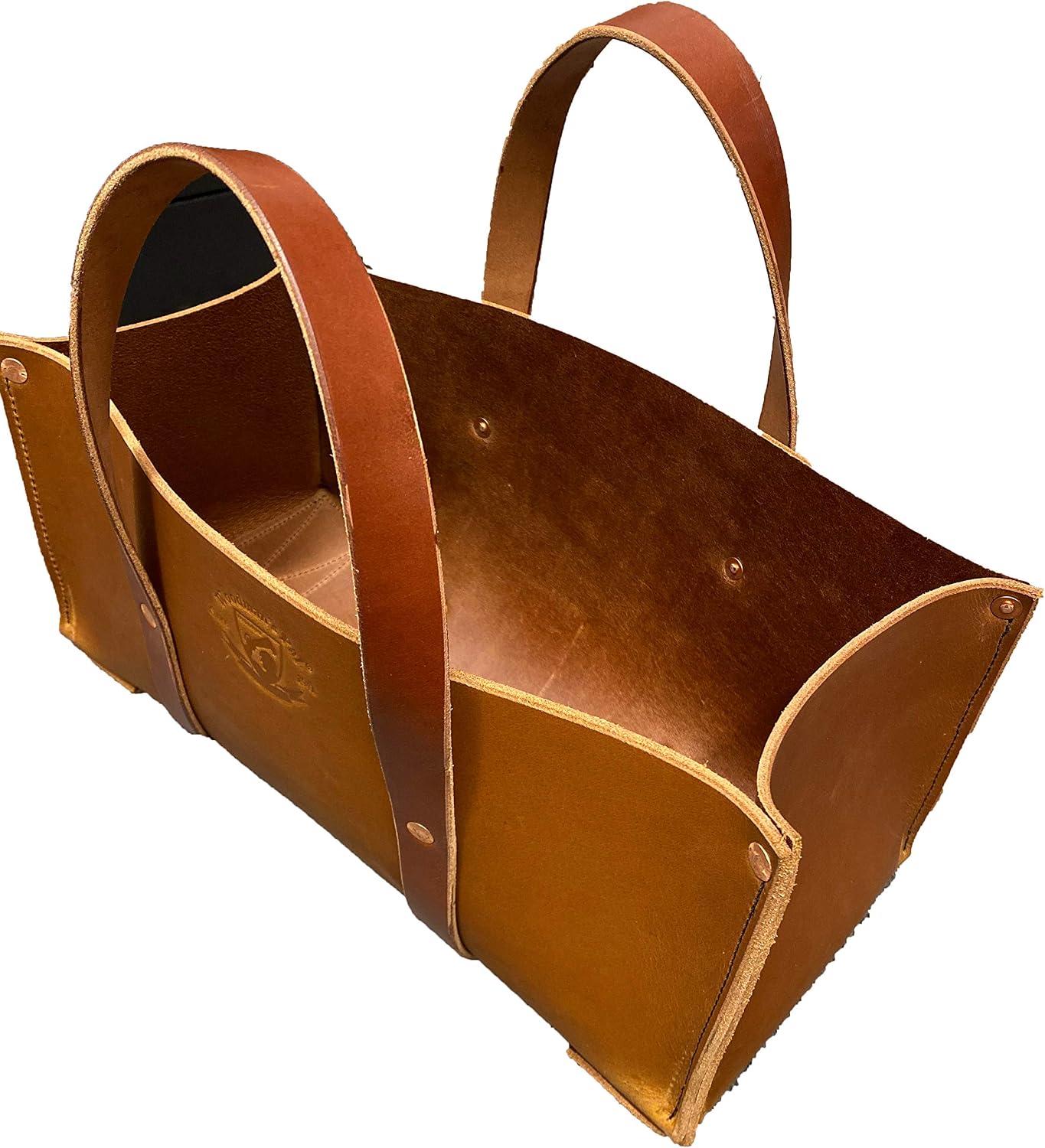 Woodman's Pal Buffalo Leather Tote Tool Bag For Hand Tools, Gardening, Outdoorsmen, Heavy Duty Premium Storage Leather Organizer (Golden Brown)