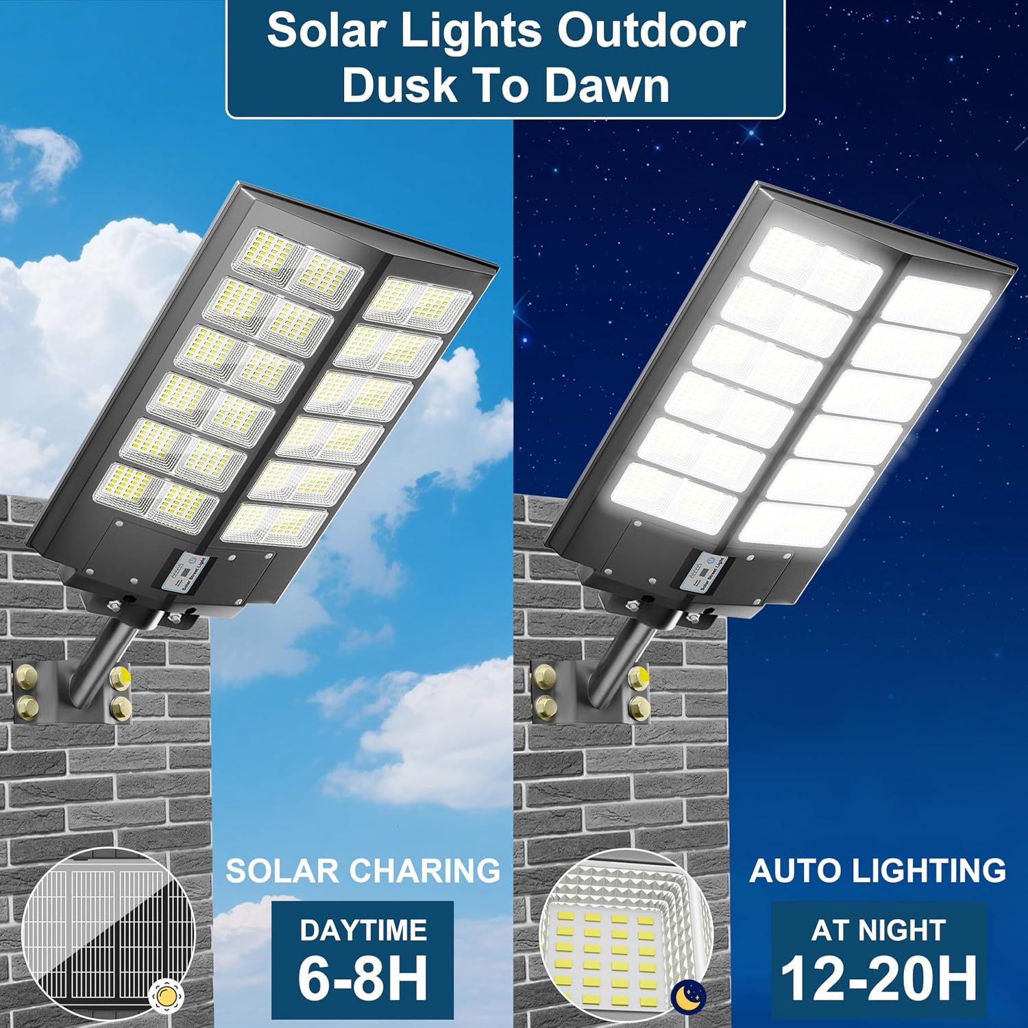 loyoele 9000W Solar Street Lights Outdoor 120000LM, Commercial Parking Lot Light 7000K, Solar Flood Outdoor Lights IP67 Waterproof with Motion Sensor for Road, Garden, Basketball Courts