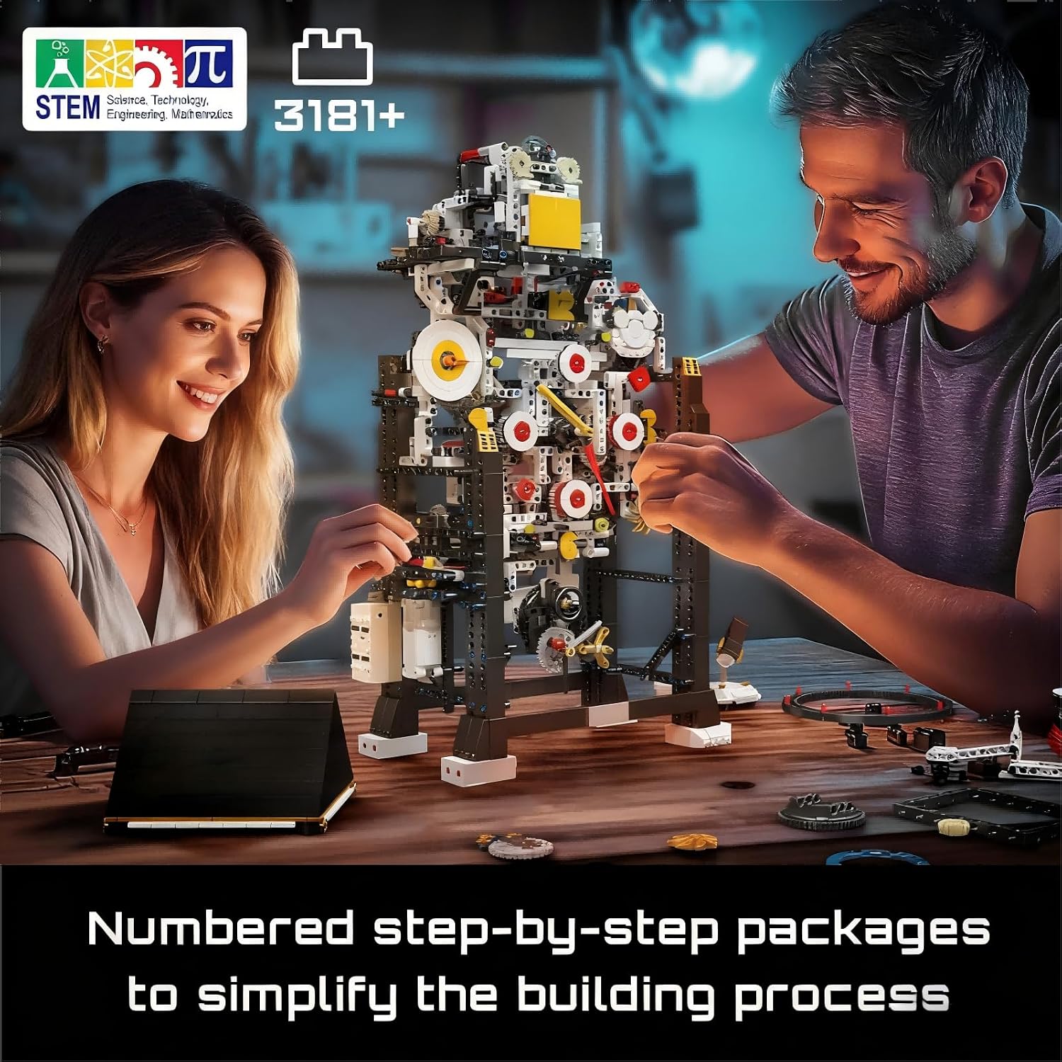 Mould King Cyberpunk Clock Building Set, 3181+ Pcs Building Blocks Kits That Run with Chiming Bird & 4 Dials, Electric Alarm Clock Model Kit with Motor, Collectible Building Toys for Adults and Teens