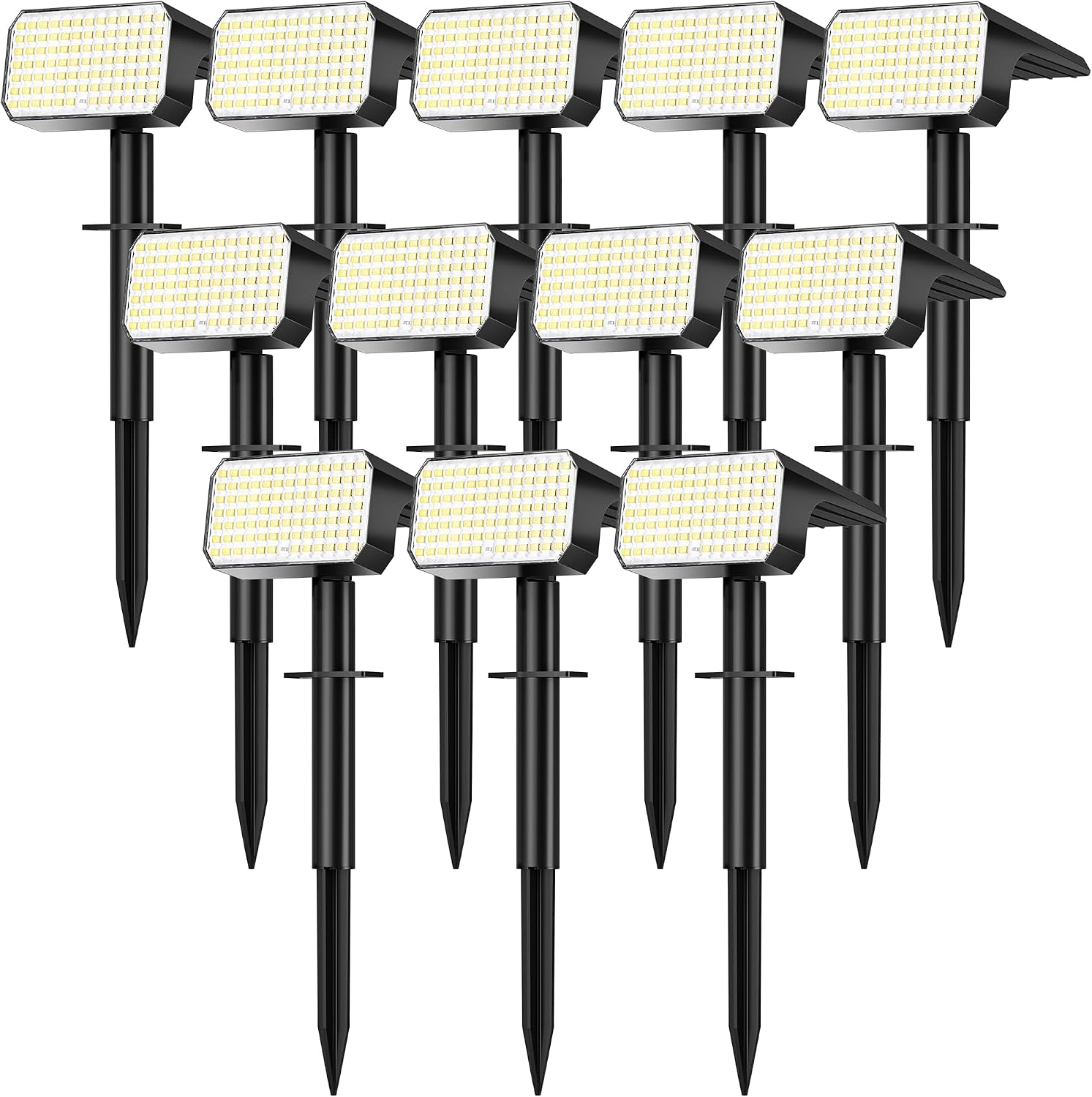 LANSOW Solar Spot Lights Outdoor 90LED 12 Pack Cool White& Solar Lights Outdoor Waterproof 8 Pack Color Changing