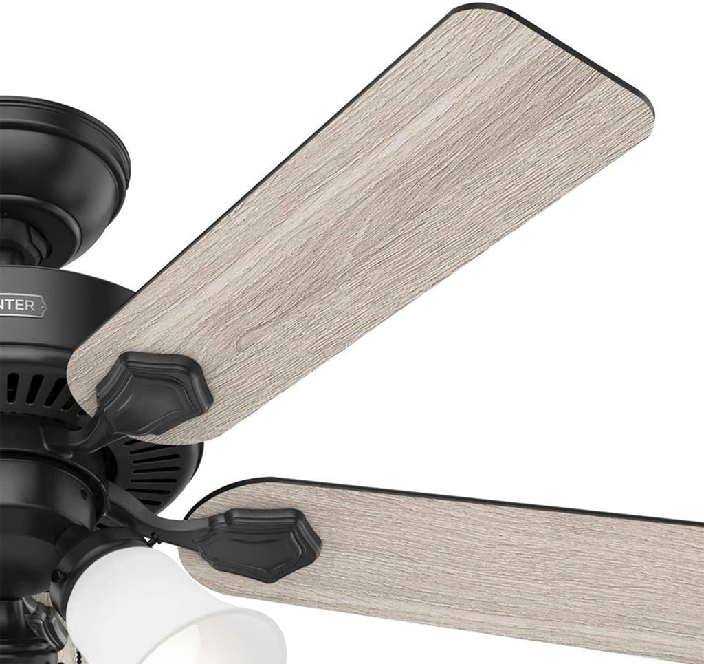 Hunter Fan 44 inch Matte Black Indoor Ceiling Fan with Light and Pull Chain for Bedroom, Living Room, Office, Basement, Kitchen, CC5C27C89 (Renewed)