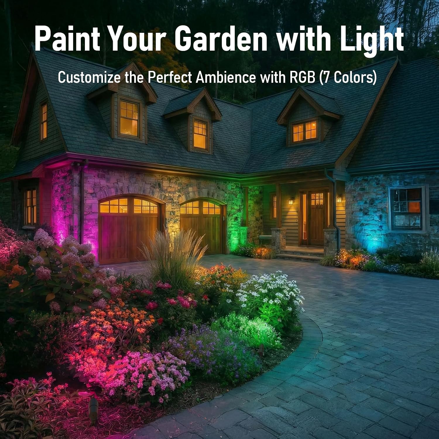 LEONLITE RGBCW LED Landscape Spotlight, 15°-60° Adjustable Beam Angle, 8W Low Voltage Spot Light with Stepless Adjustment, Color Changing, Aluminum, IP65 Waterproof, Oil Rubbed Bronze, Pack of 4