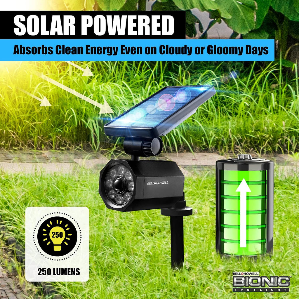 Bell+Howell Bionic Spotlight Motion Solar Spot Lights Outdoor Waterproof, Landscape Lights, Outdoor Solar Yard Lights Weather Resistant, Super Bright LED Lights, for Garden, Lawn As Seen On TV