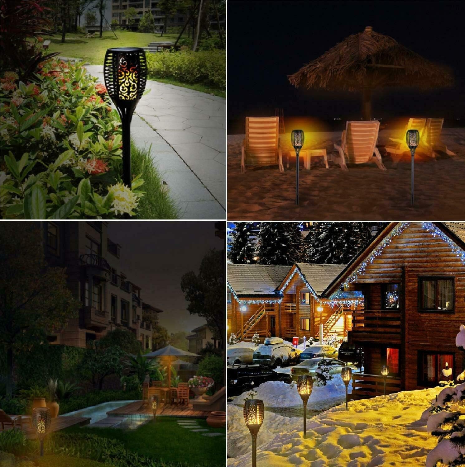 Solar Torch Light Waterproof Flickering Flames Torches Lights Outdoor Solar Spotlights Landscape Decoration Lighting Dusk to Dawn Auto On/Off Security Torch Light for Patio Driveway US Stock (10 Pack)