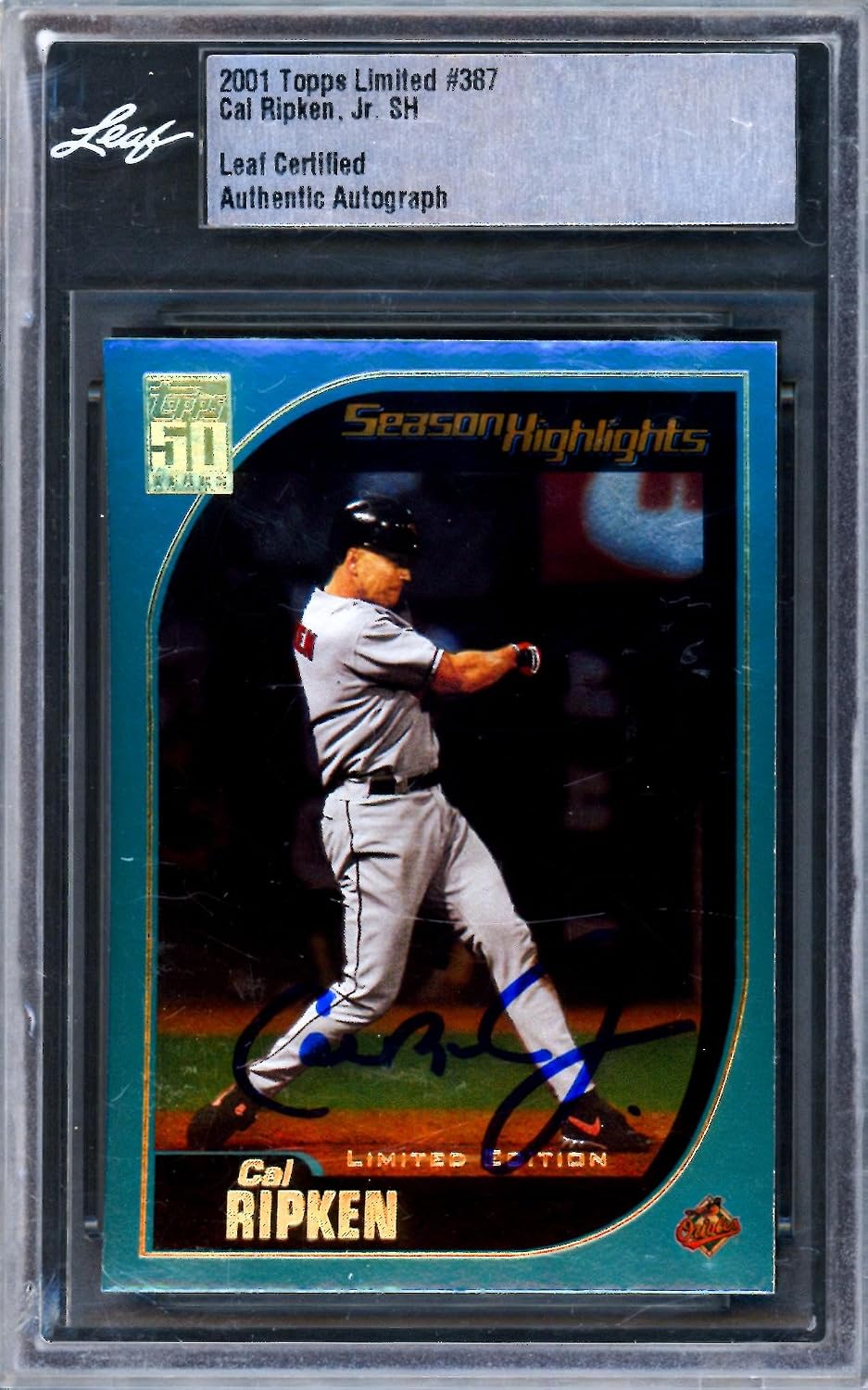 Cal Ripken Jr. Autographed 2001 Topps Limited Card #387 Baltimore Orioles Leaf SKU #243527 - Baseball Slabbed Autographed Cards