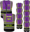 BeautyWill Custom LOGO Safety Vests Reflective Vest Class 2 ANSI with Pockets Zipper High Visibility Construction Uniform