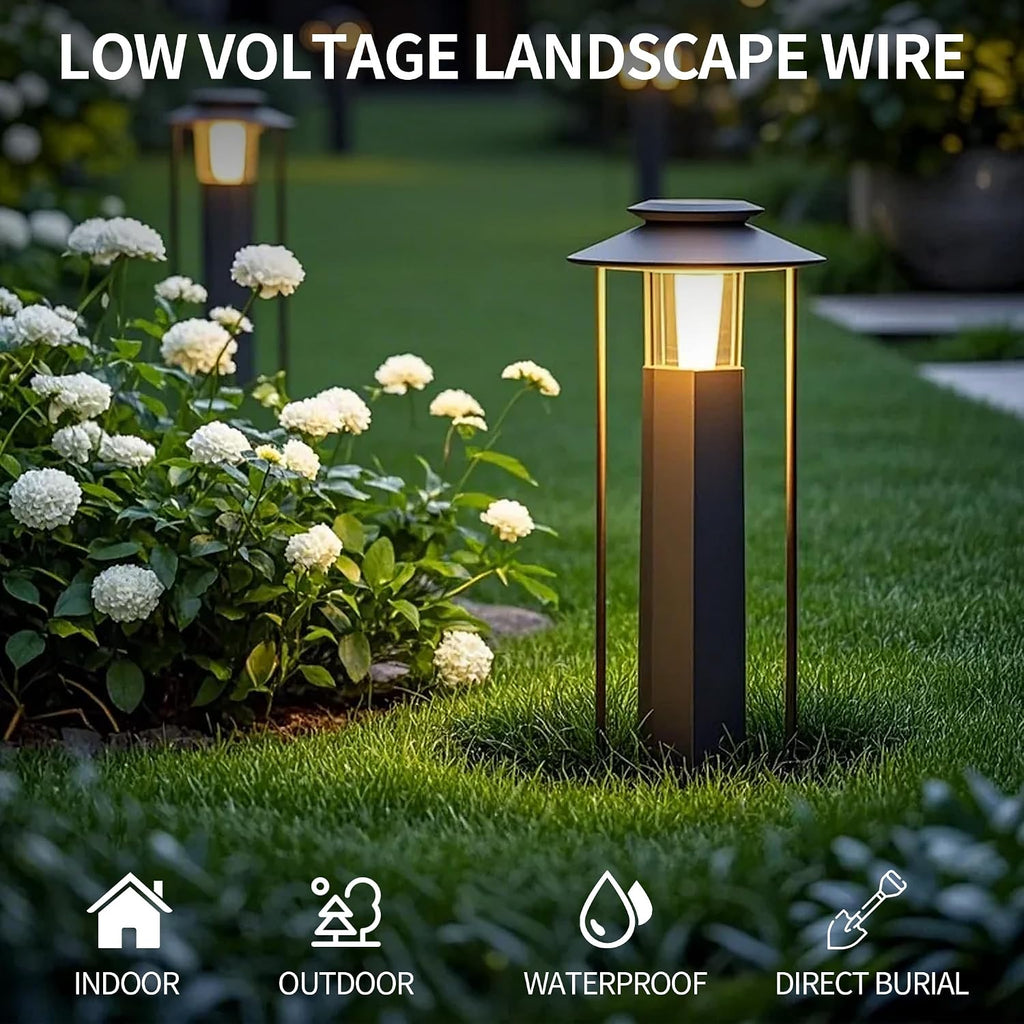 Energeaster 250 Feet 12 Gauge Wire, 12/2 Low Voltage Landscape Wire Pure Copper - Outdoor Direct Burial Waterproof, Electrical Cord 2-Conductor for Low Voltage Landscape Lighting