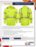 LAPCO FR Modern Hi-Viz Uniform Shirt, Class 3, 5oz. Tecasafe One, Hi-Viz Yellow, Small Long