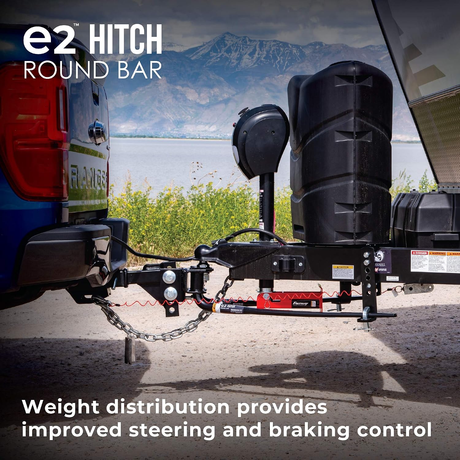 Fastway e2 2-Point Sway Control Round Bar Hitch, 94-00-0800, 8,000 Lbs Trailer Weight Rating, 800 Lbs Tongue Weight Rating, Weight Distribution Kit Includes Standard Hitch Shank, Ball NOT Included